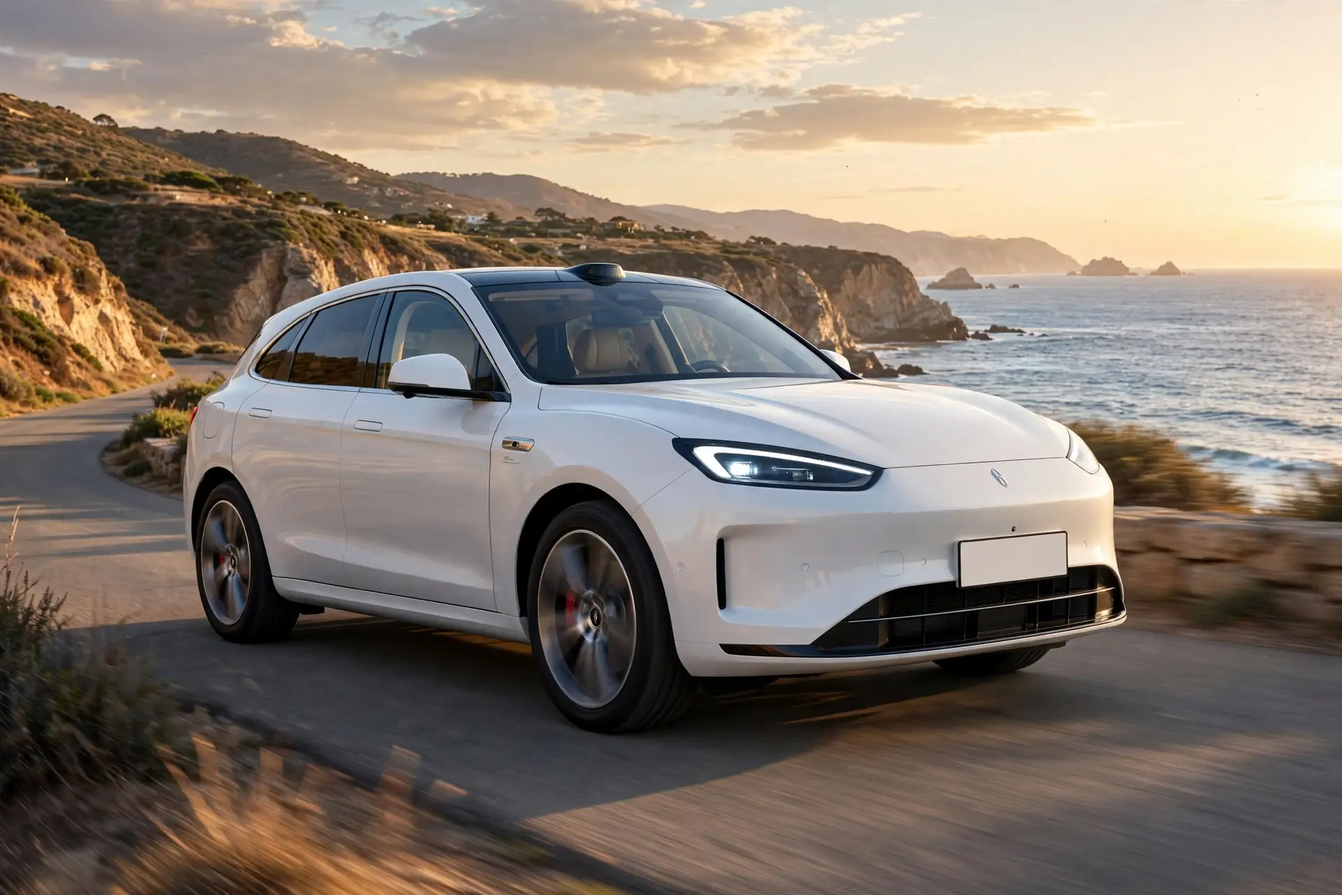 Aito M5 Ultra EV 2025 eléctrico en carretera costera