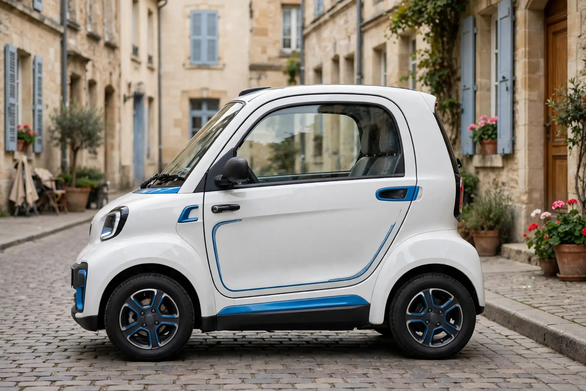 Aixam e-City Pack, vista lateral en ciudad