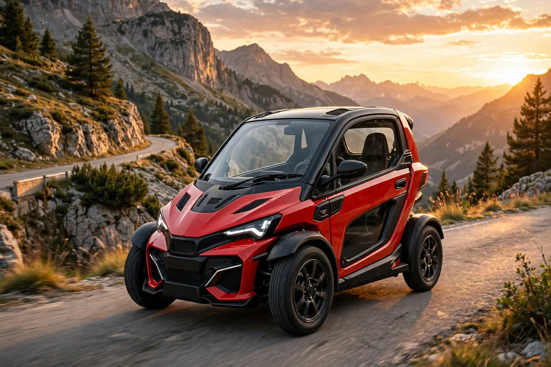 Aixam e-City Sport eléctrico con estética deportiva en ciudad