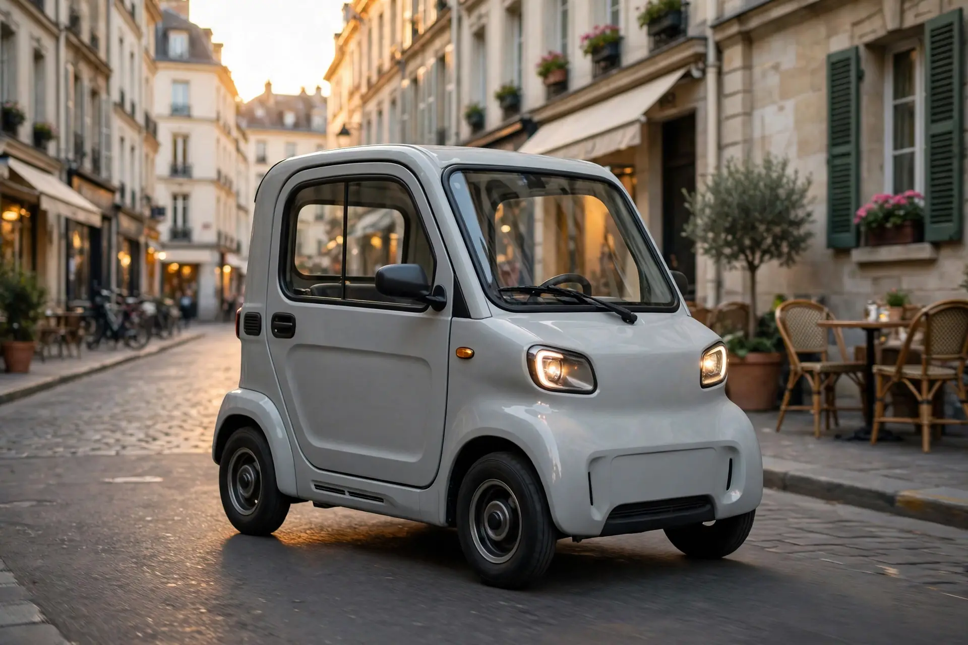 Aixam e-Minauto Access eléctrico en calle urbana