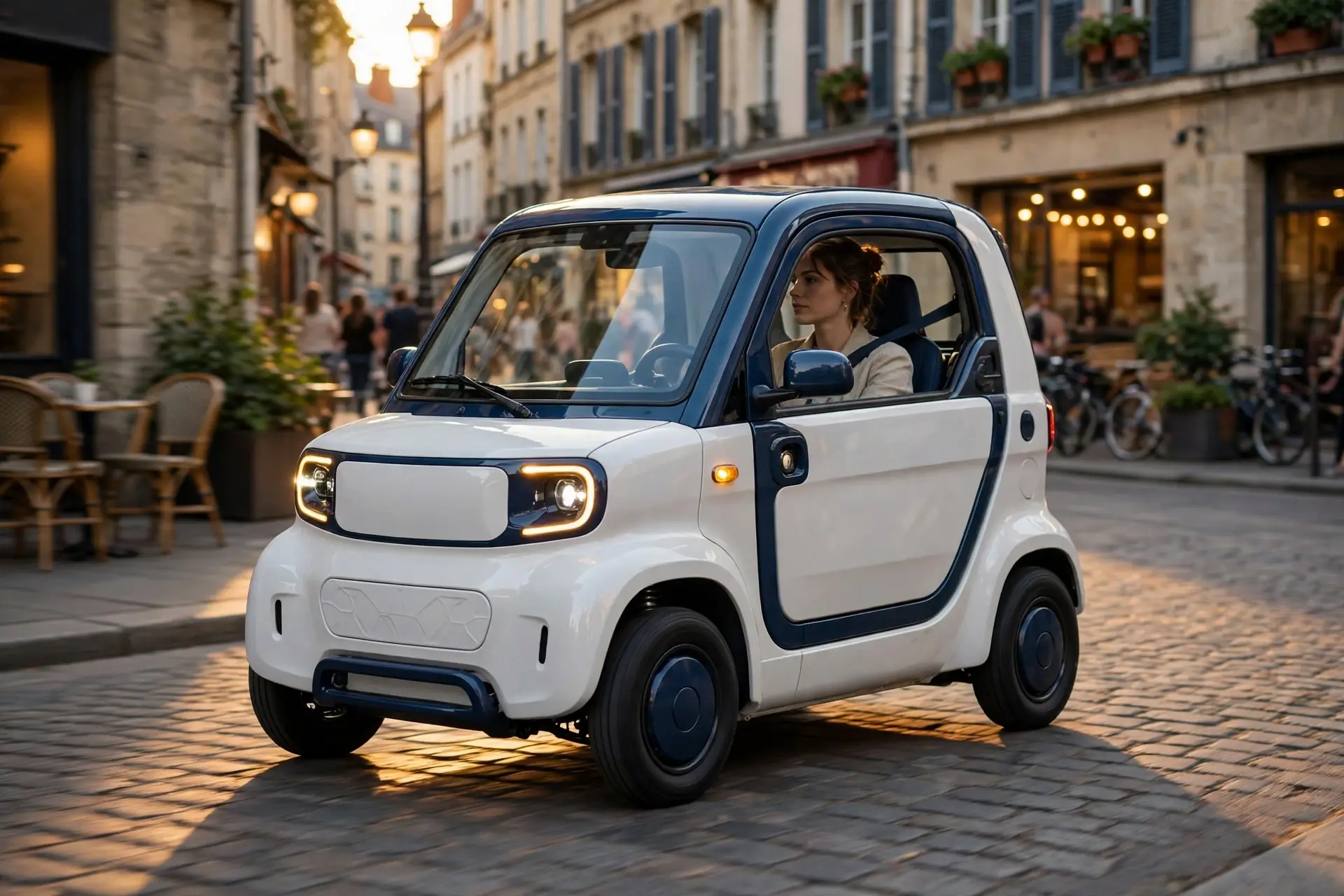 Aixam e-Minauto Chic eléctrico bitono en ciudad