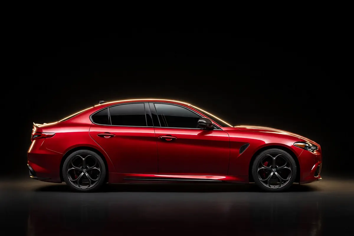 Alfa Romeo Giulia 2.2 Diésel negro, vista lateral