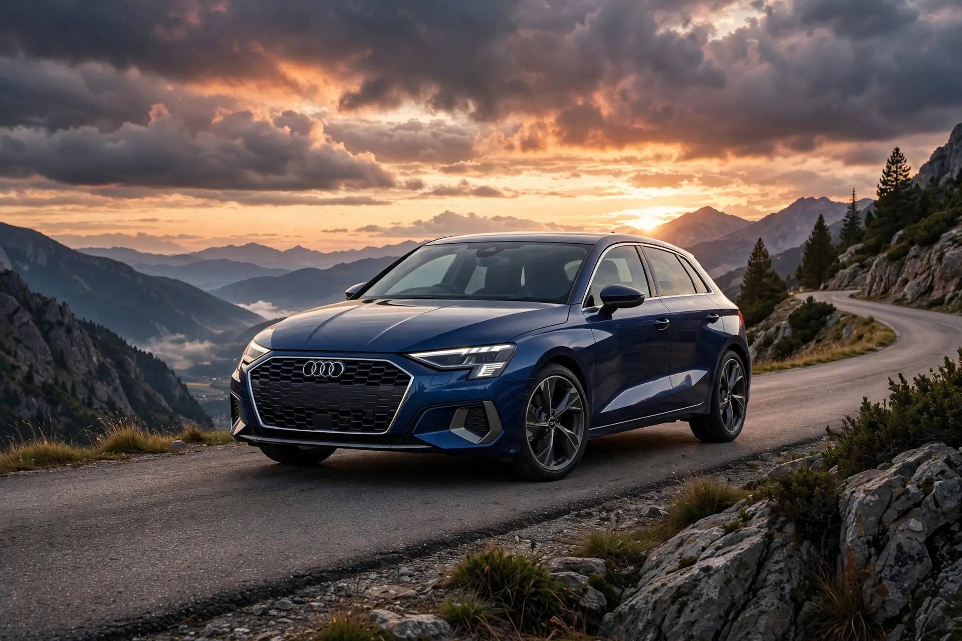 Audi A3 Sportback en carretera de montaña