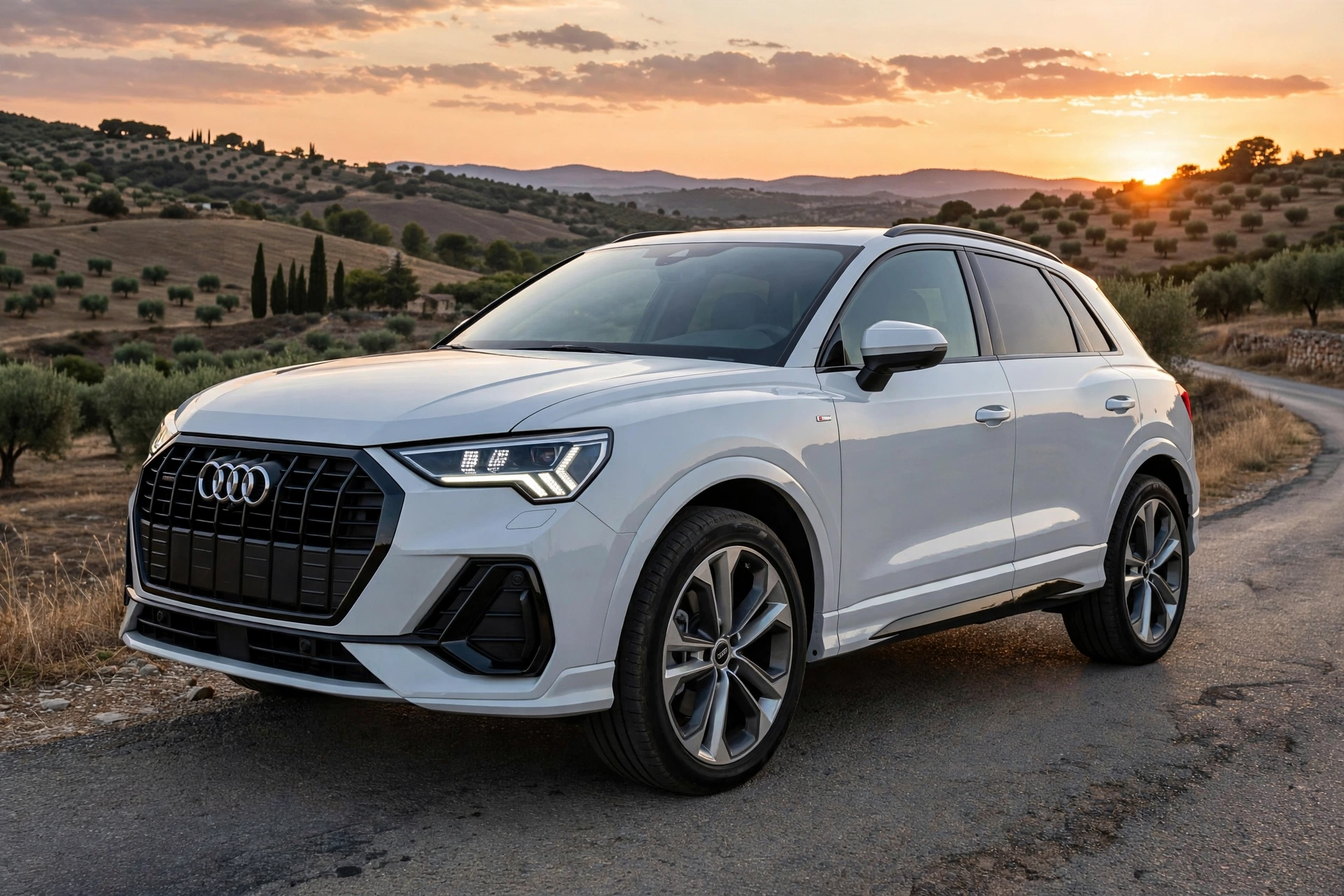 Audi Q3 en carretera rural española