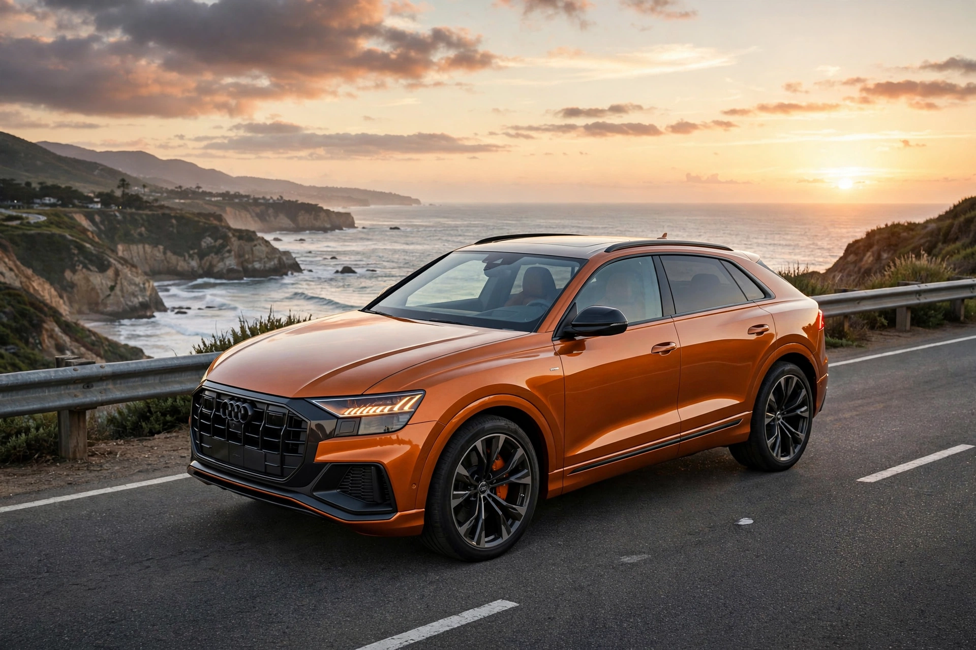 Audi Q8 en autopista costera