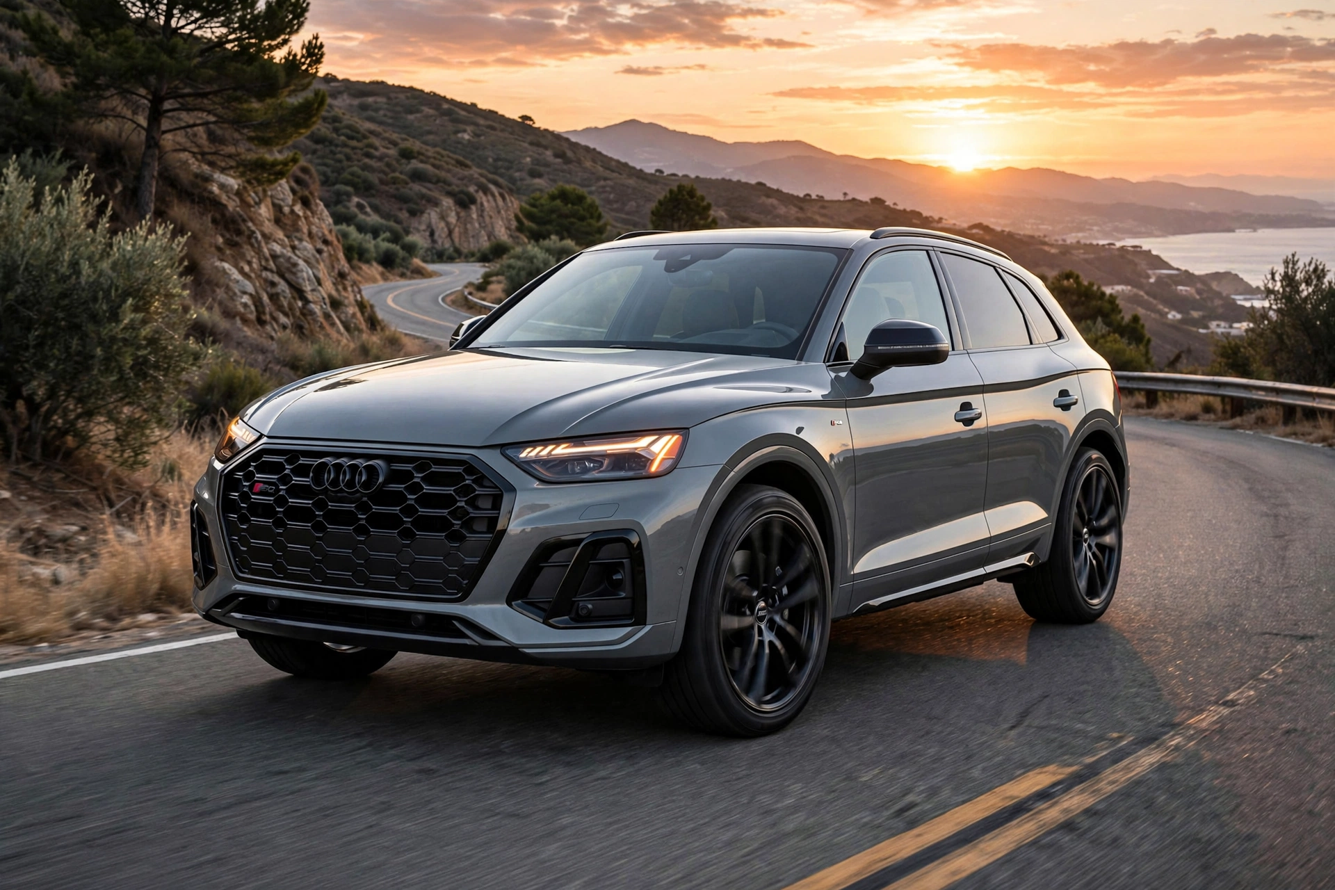 Audi SQ5 en carretera de curvas