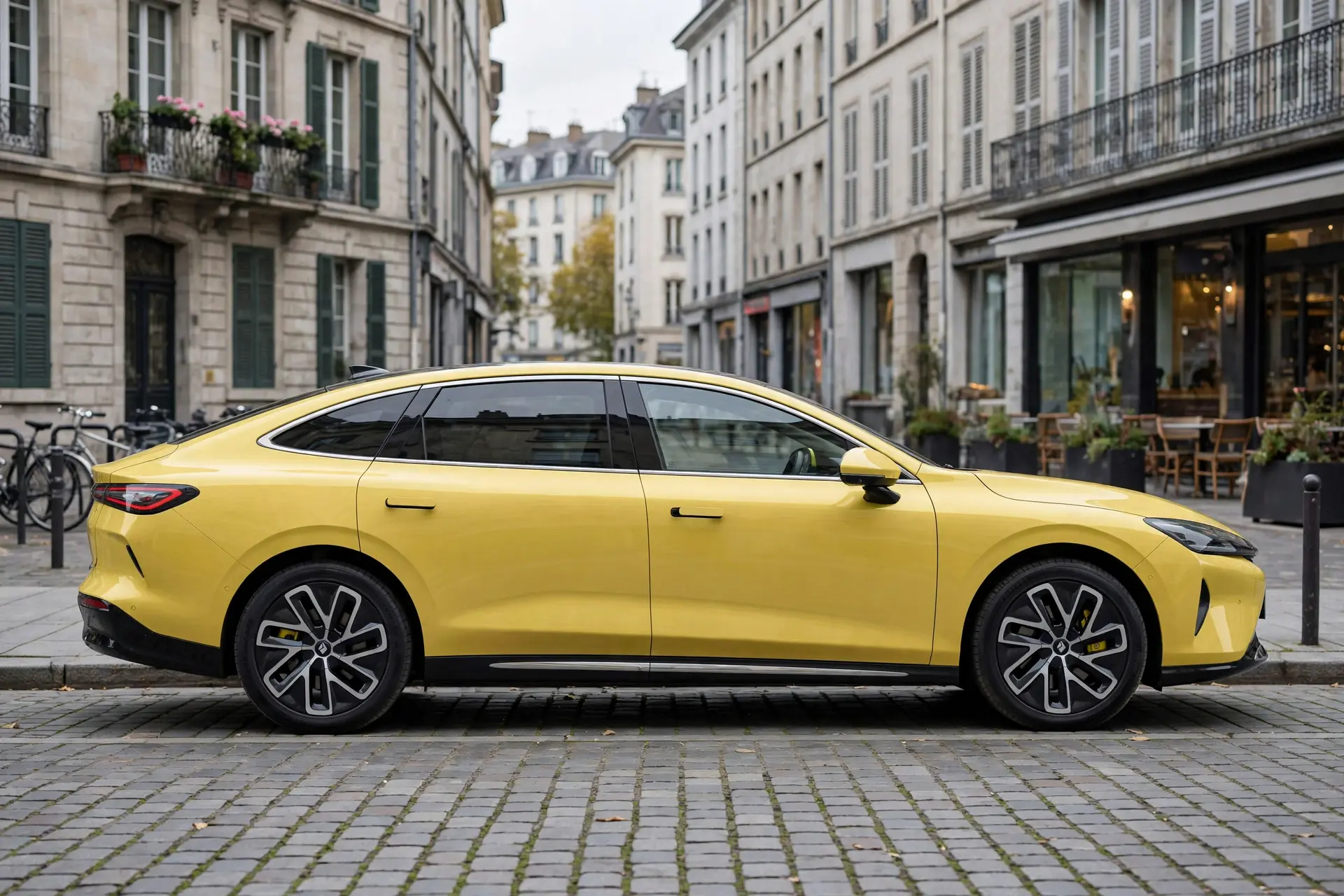 Baojun Xiangjing EV, vista lateral de la berlina eléctrica