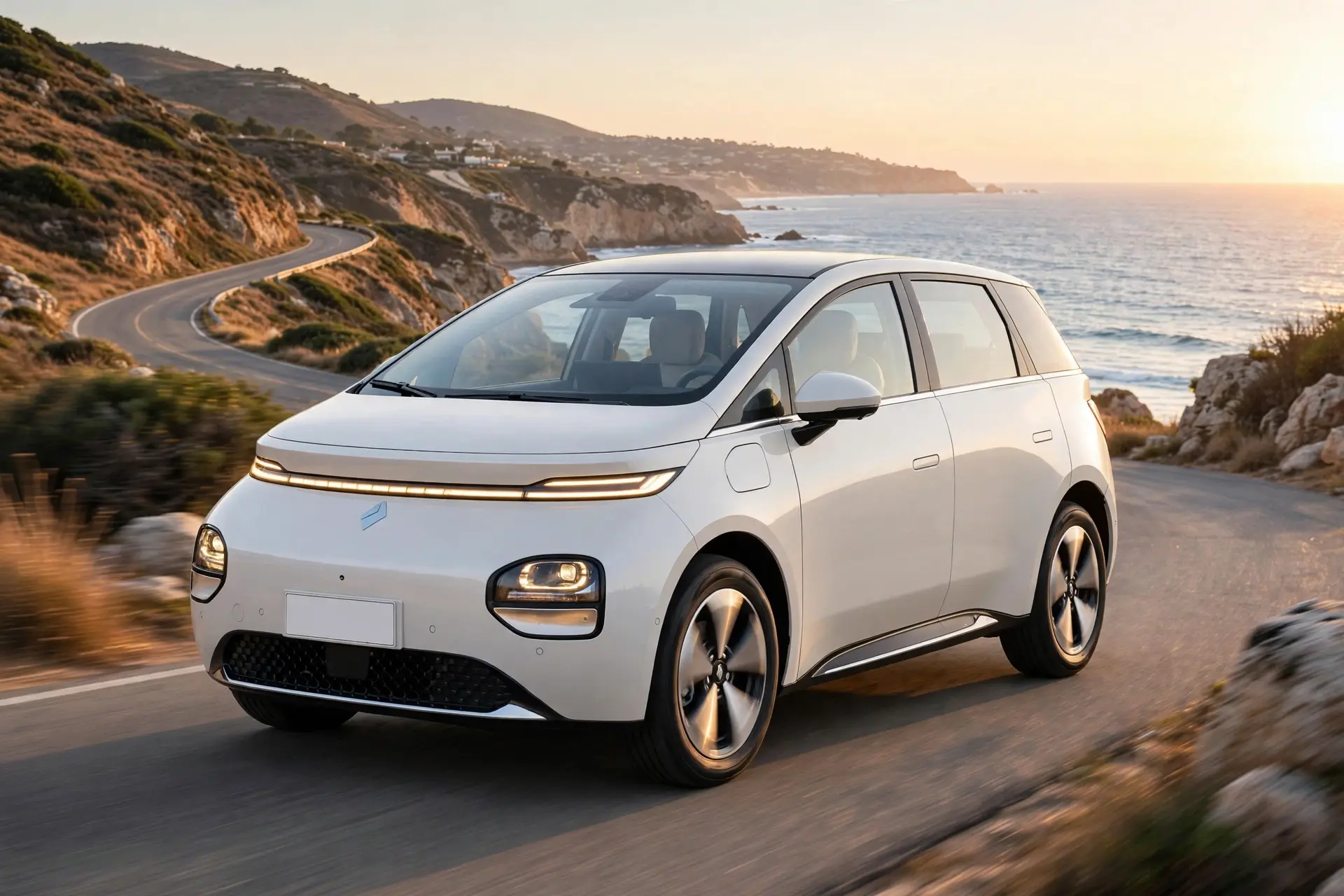 Baojun Yunduo, compacto eléctrico redondeado en carretera costera
