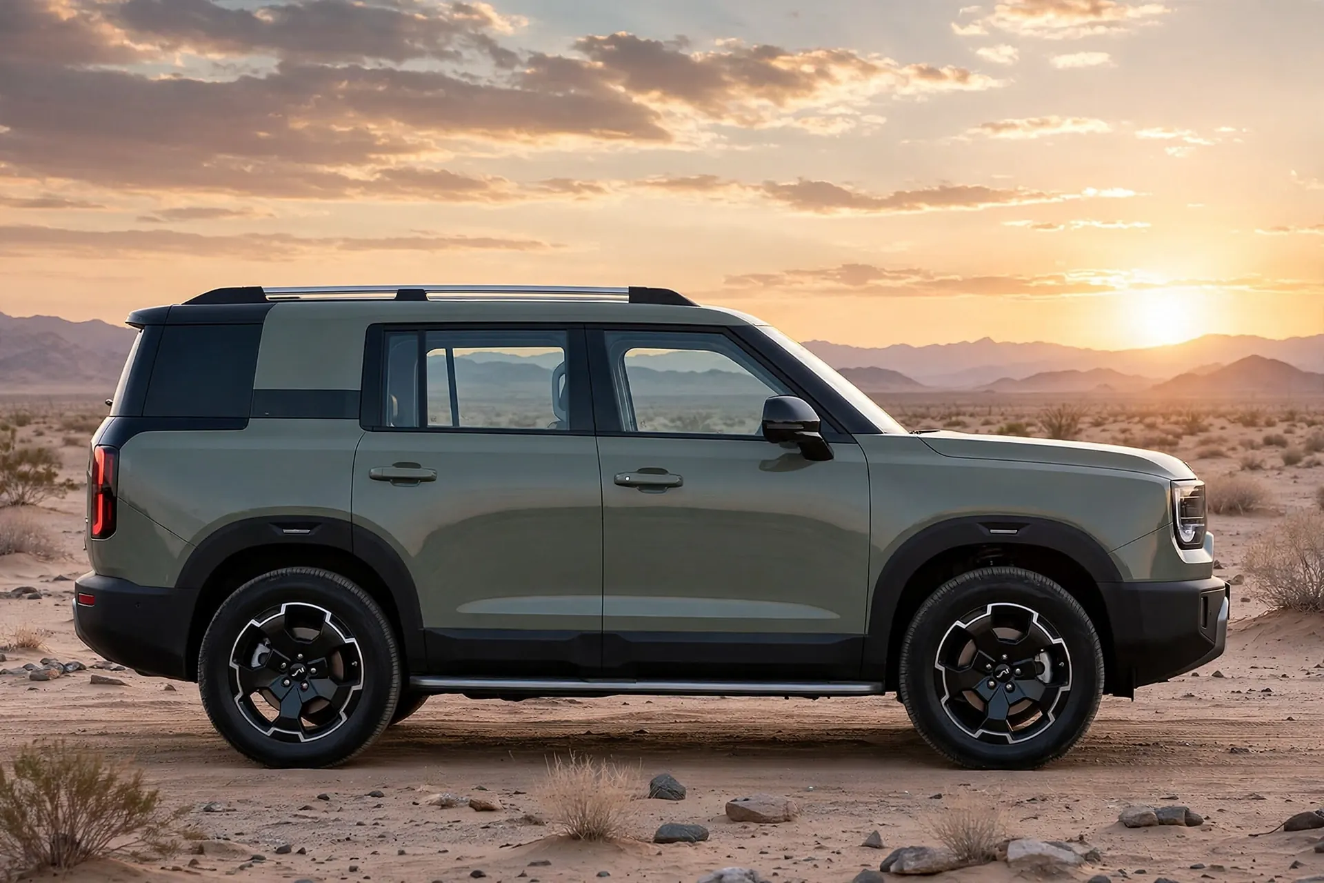 Beijing BJ30 HEV 4x4, vista lateral con la parrilla de cinco huecos
