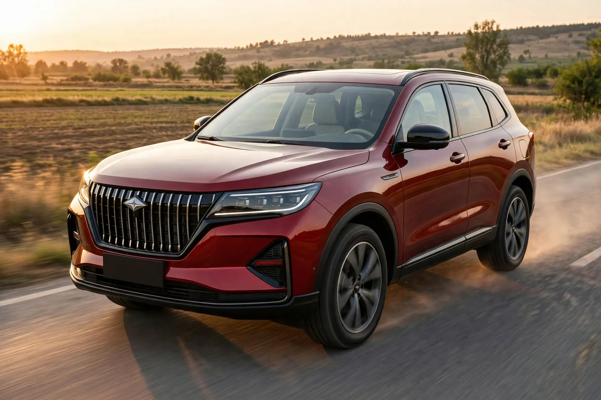 Beijing X5, tres cuartos delantero en carretera rural