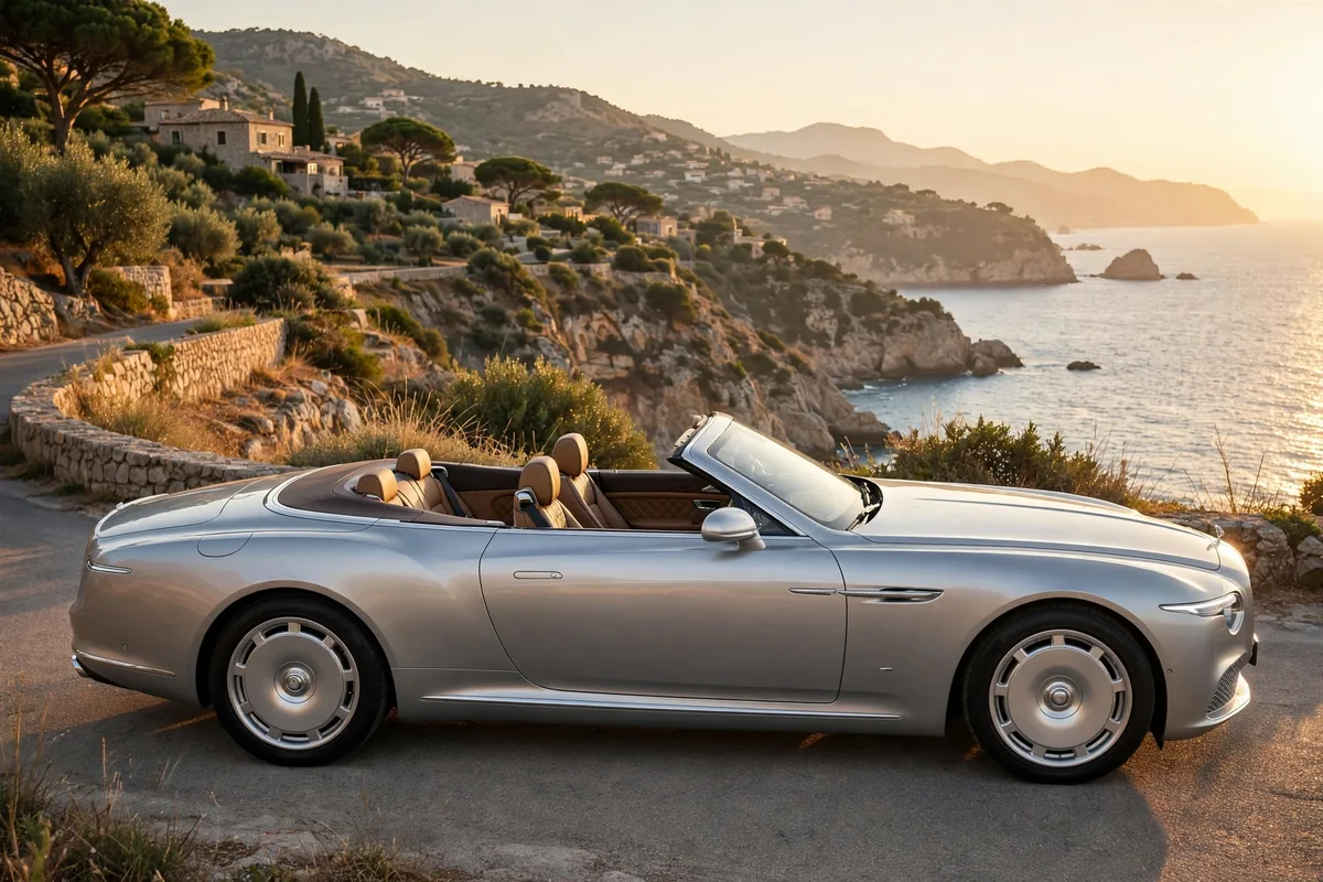 Bentley Batur Convertible descapotado en la costa