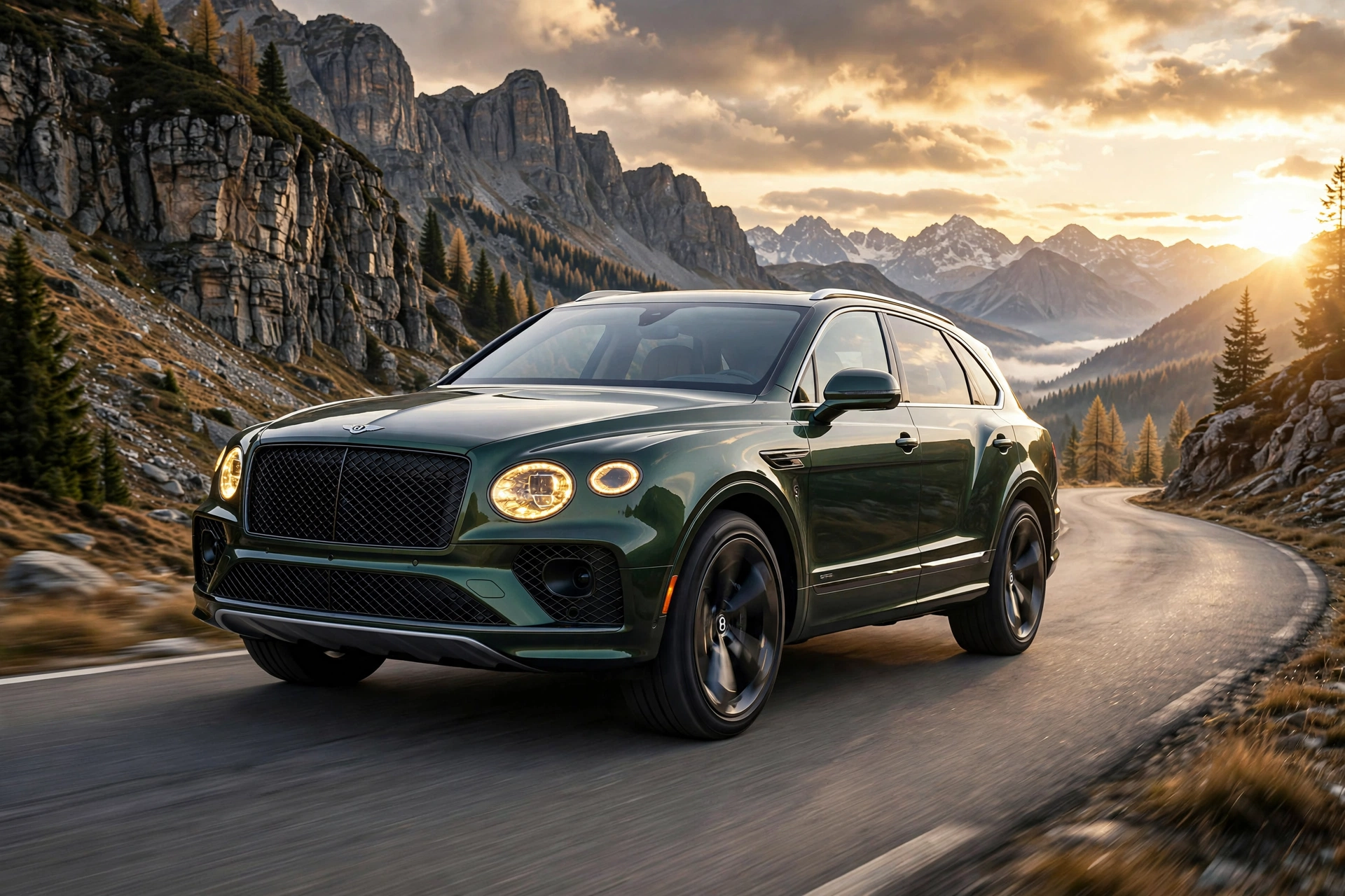 Bentley Bentayga en un camino de montaña