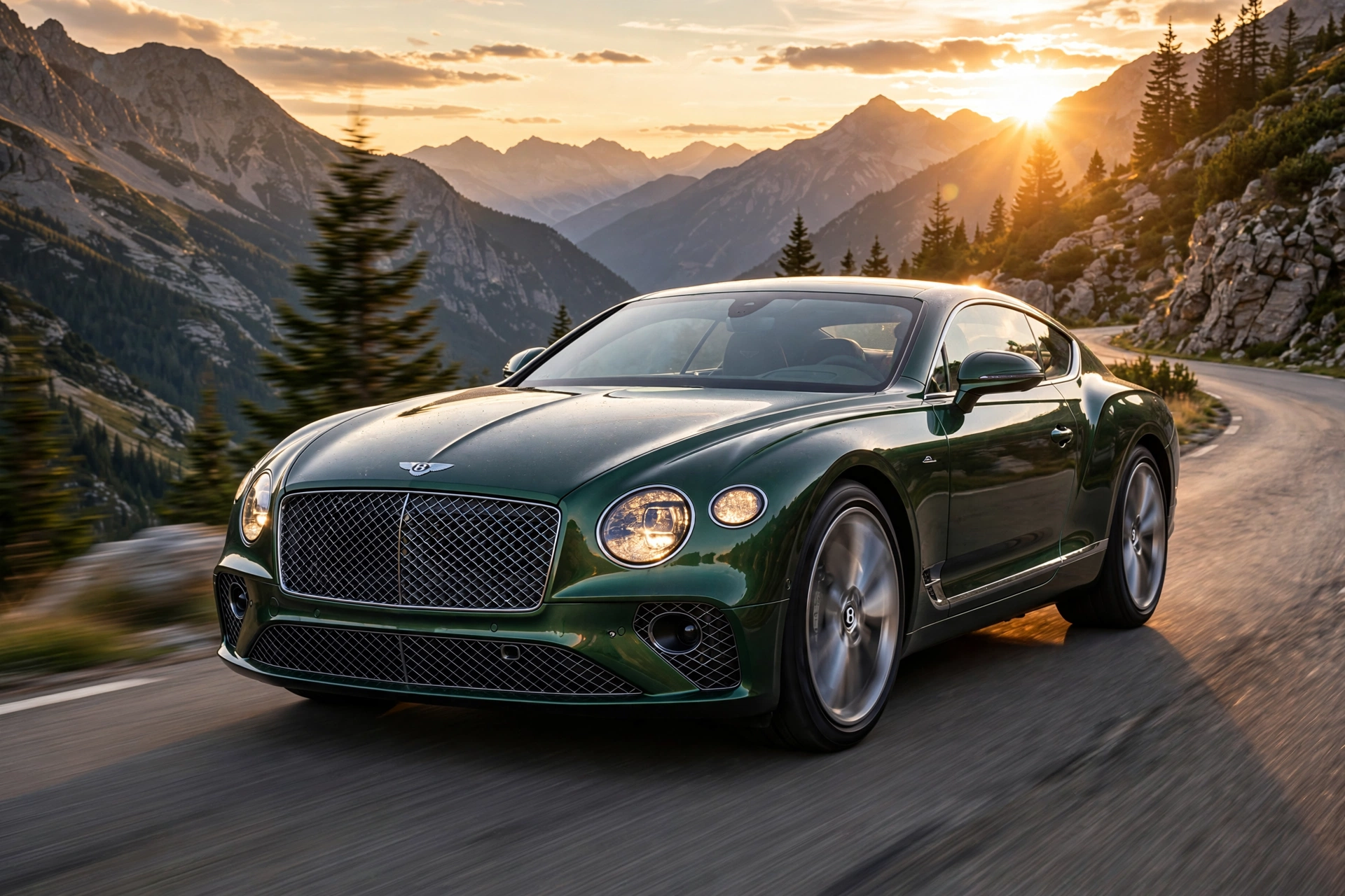 Bentley Continental GT circulando por una carretera de montaña