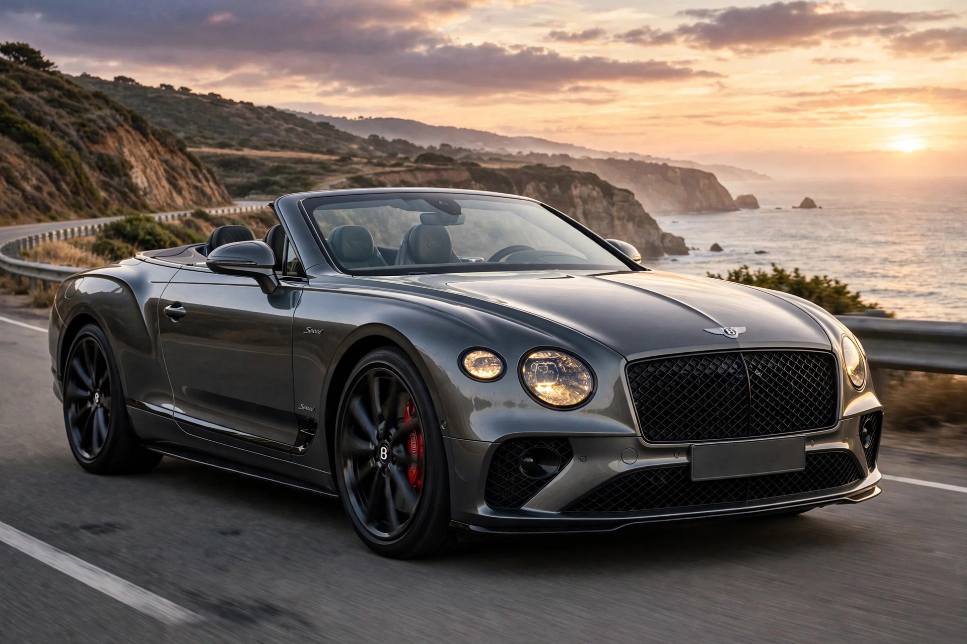 Bentley Continental GTC Speed en una carretera de curvas