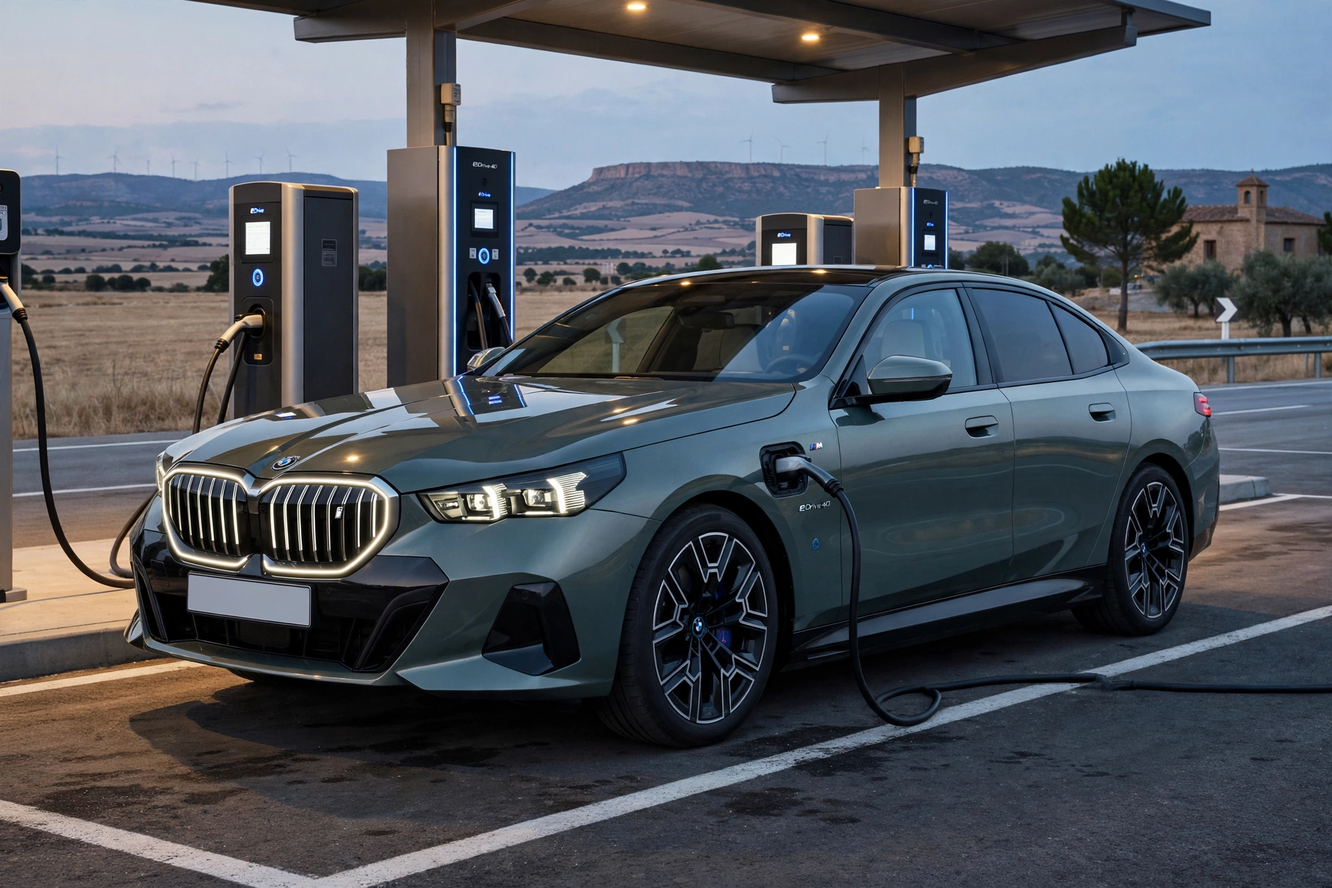 BMW i5 eDrive40 cargando en estación rápida