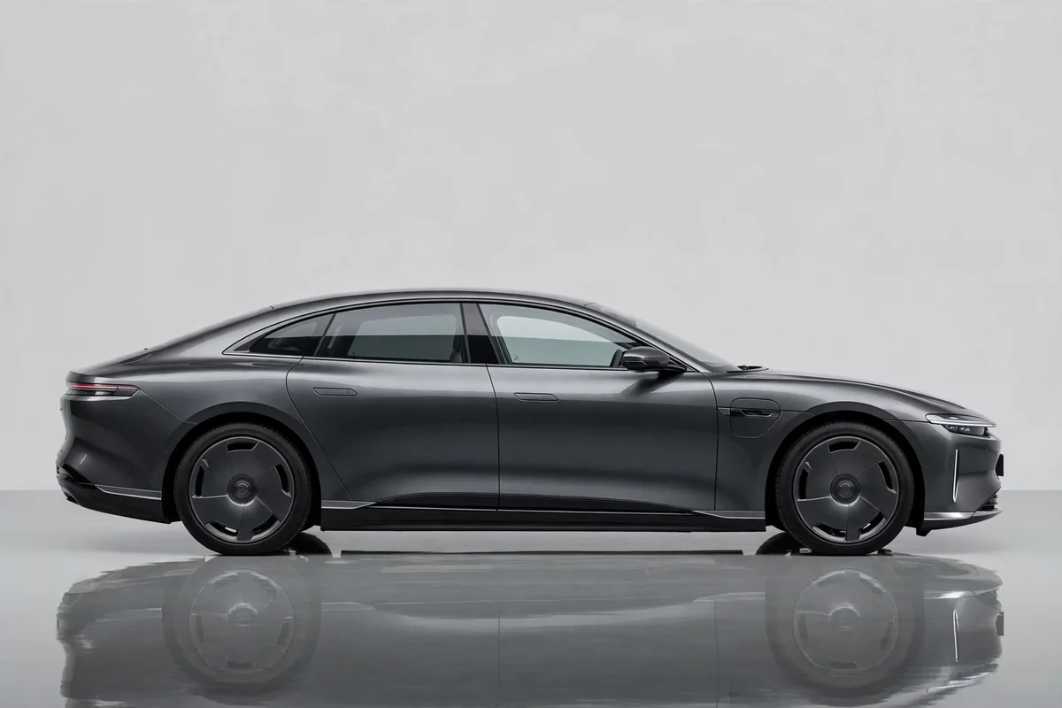 BMW i5 M60 xDrive, vista lateral en estudio