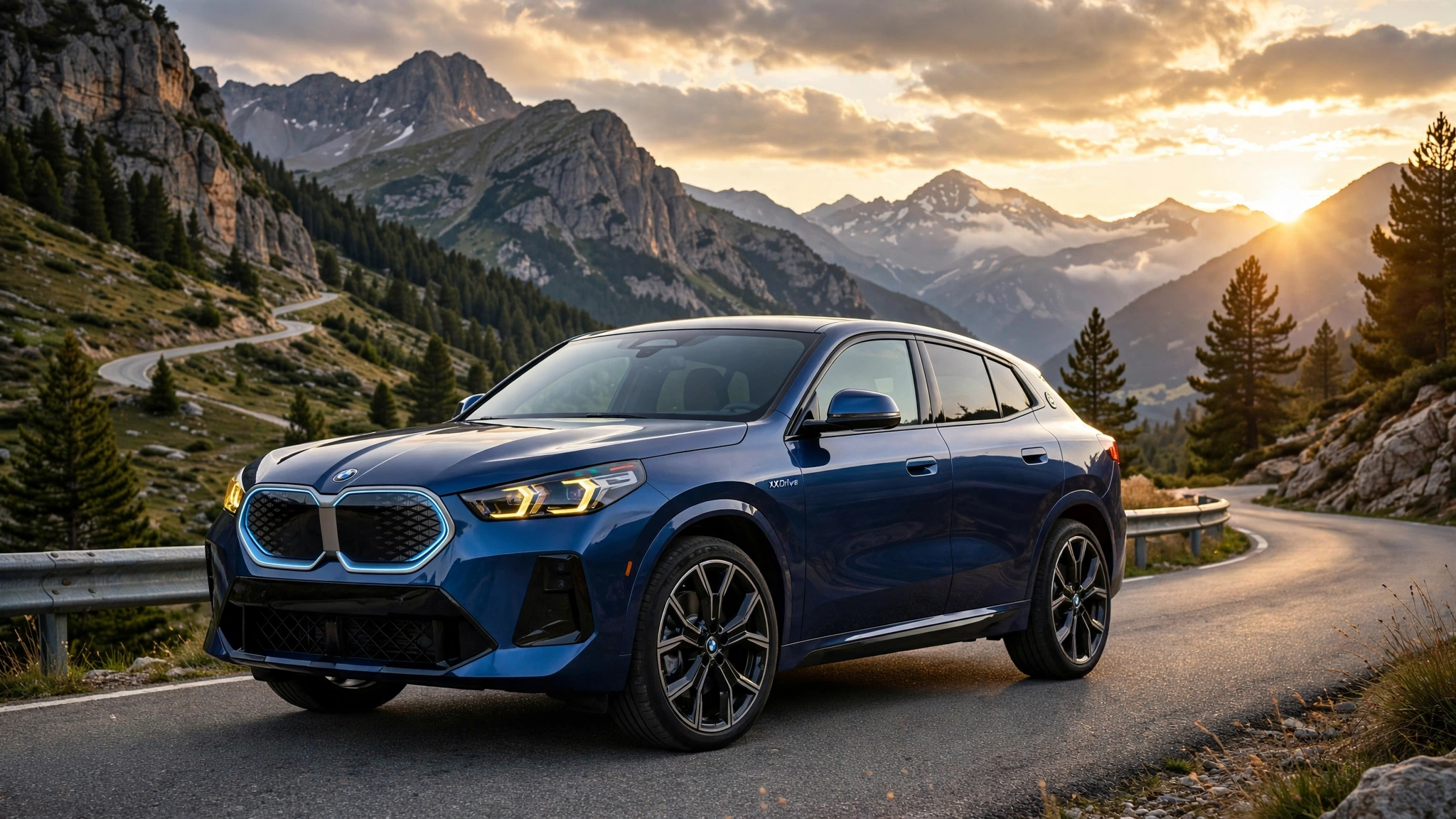 BMW iX2 xDrive30 en carretera de los Pirineos