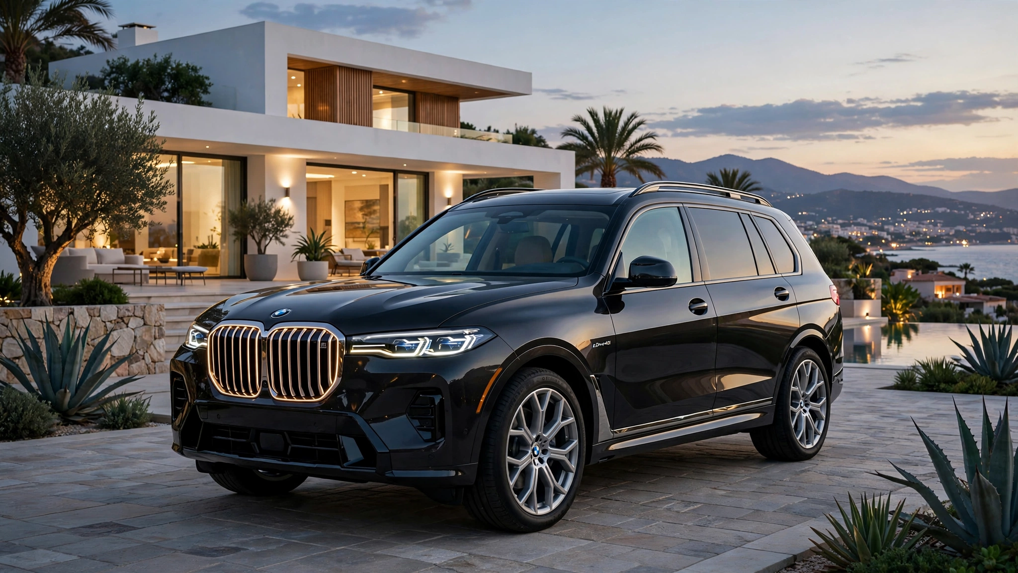 BMW X7 xDrive40i frente a una villa en Marbella
