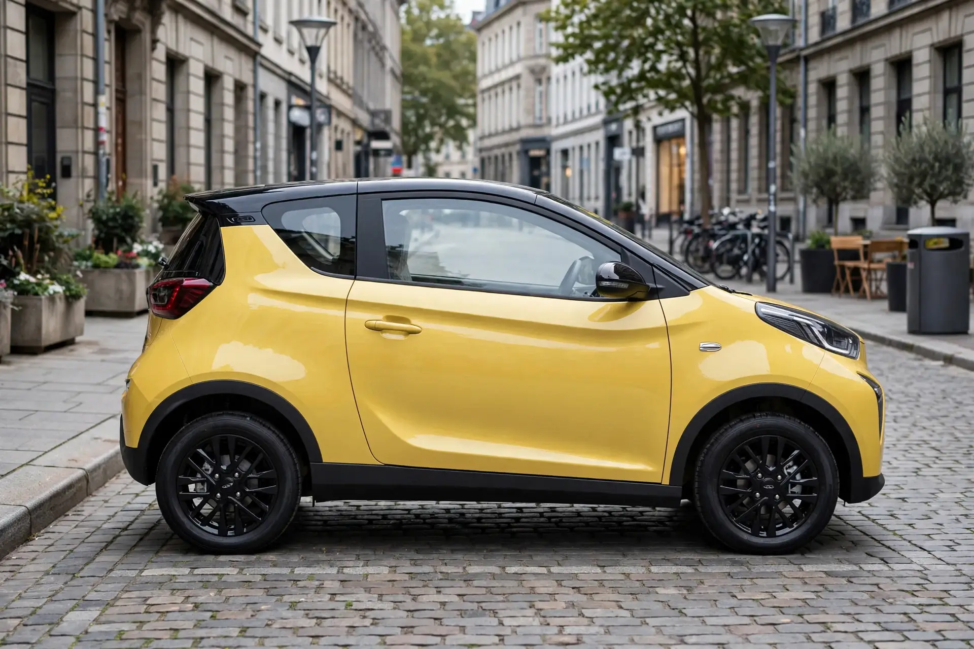 Chery eQ1, vista lateral en ciudad