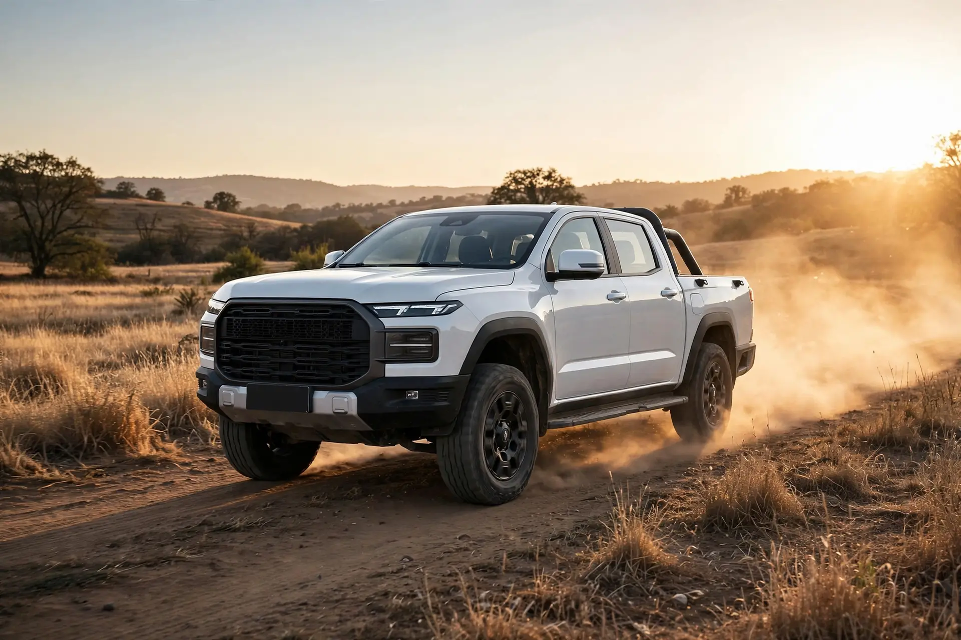 Chery Himla pick-up, tres cuartos delantero en pista de tierra