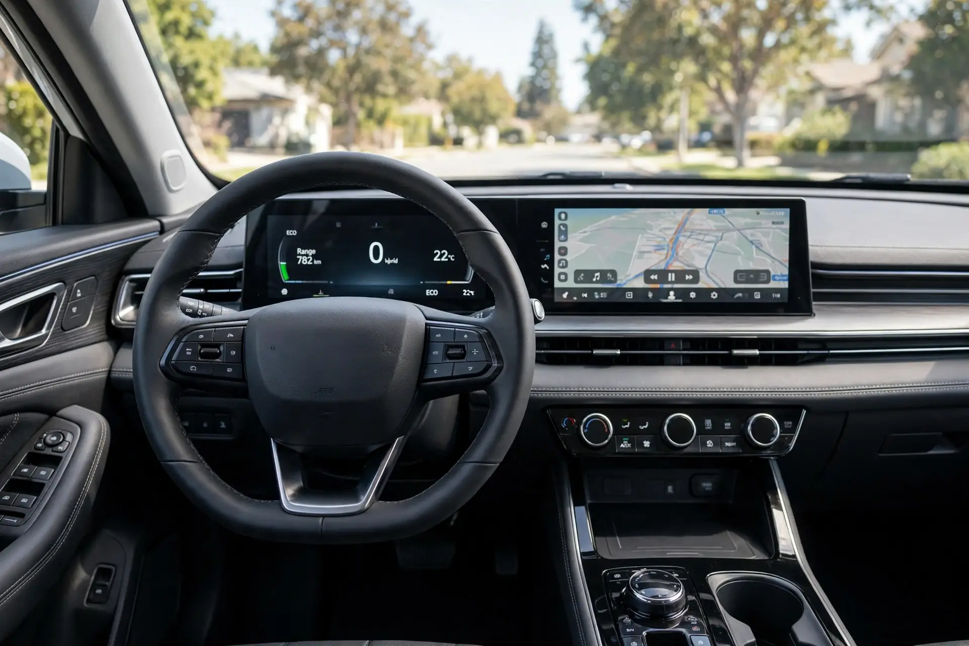 Interior del Chery Tiggo 4 CSH con doble pantalla