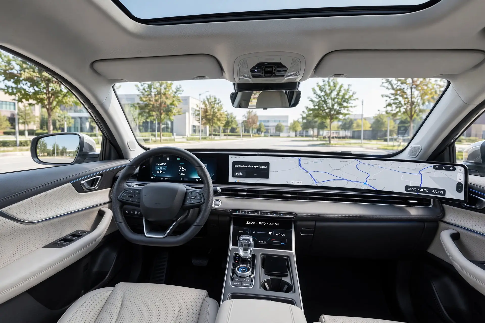 Interior del Chery Tiggo 7 CSH con pantalla curva