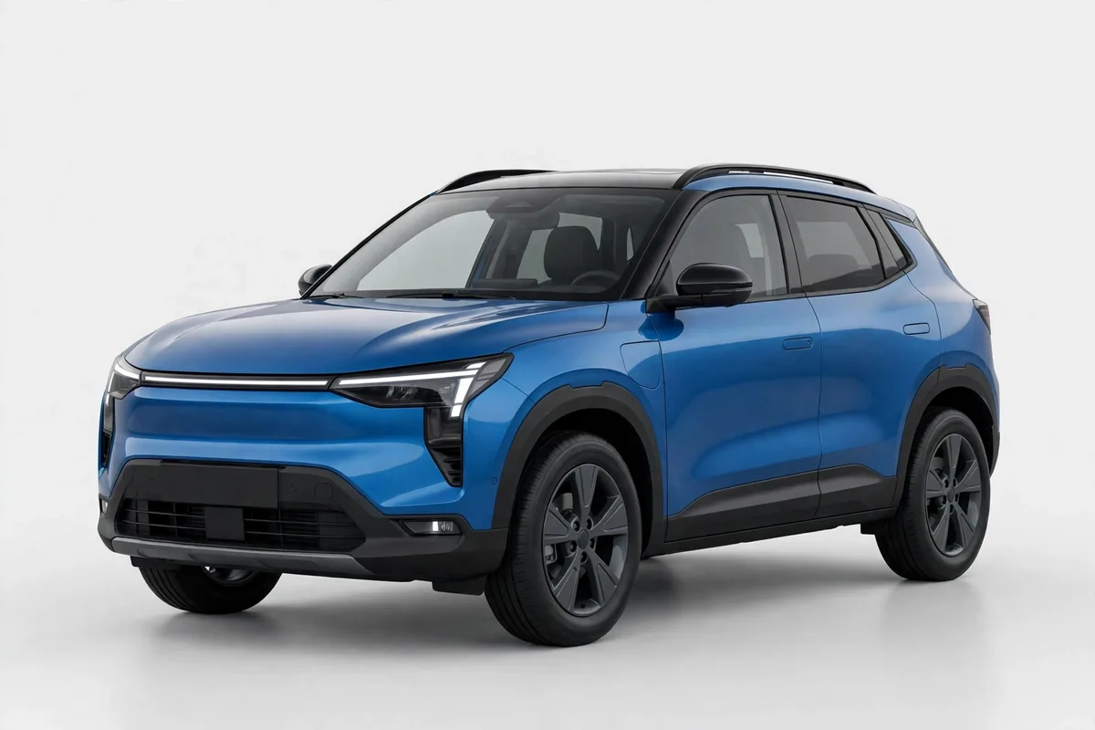 Citroën C3 Aircross azul, vista tres cuartos delantera en estudio