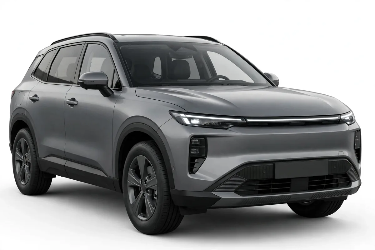 Citroën C5 Aircross gris, vista tres cuartos delantera en estudio