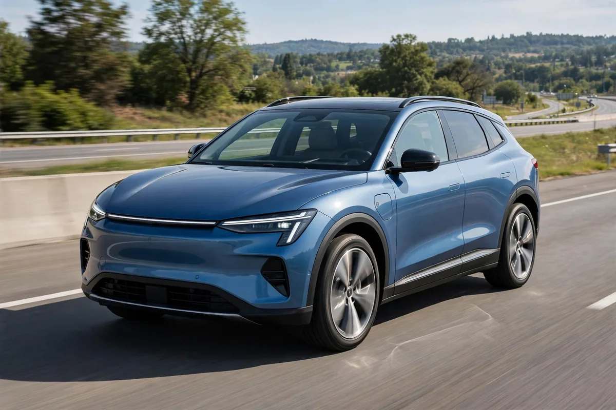 Citroën ë-C5 Aircross azul circulando por autopista