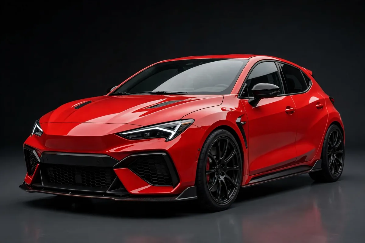 Cupra León VZ 300, compacto deportivo, tres cuartos delantero