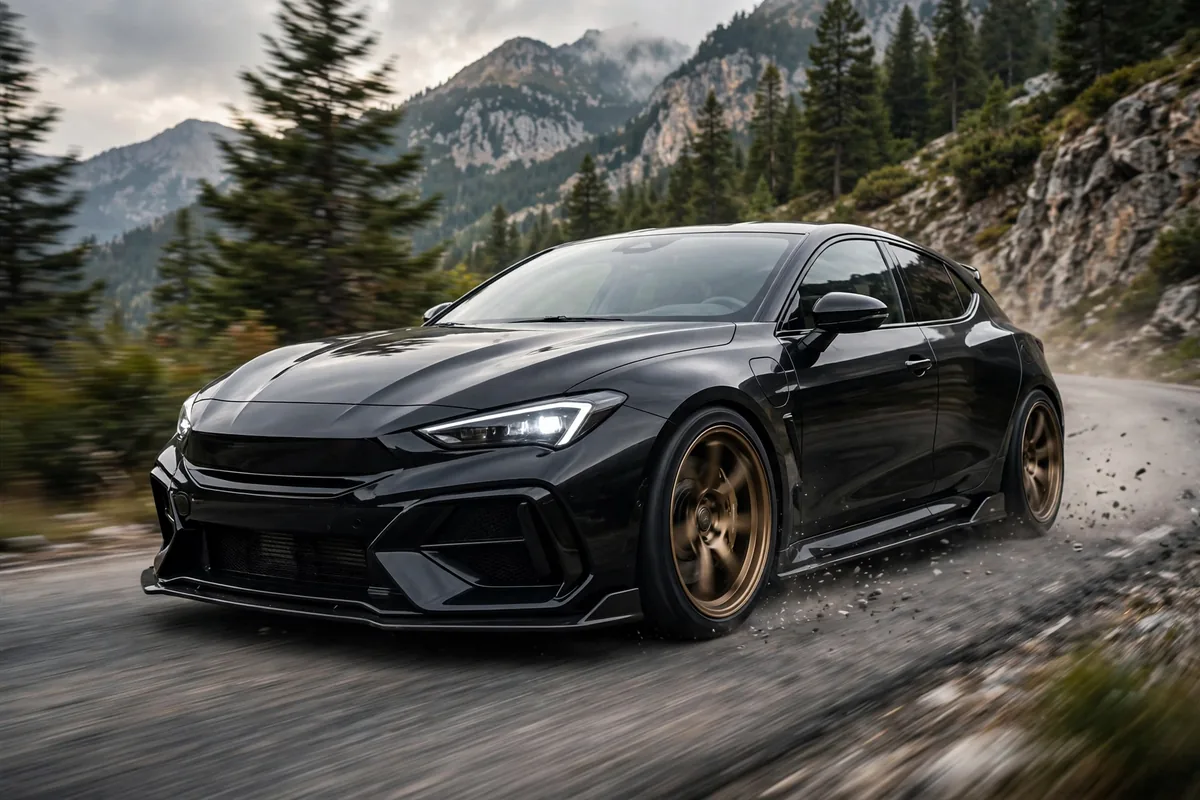 Cupra León VZ 325 acelerando en circuito