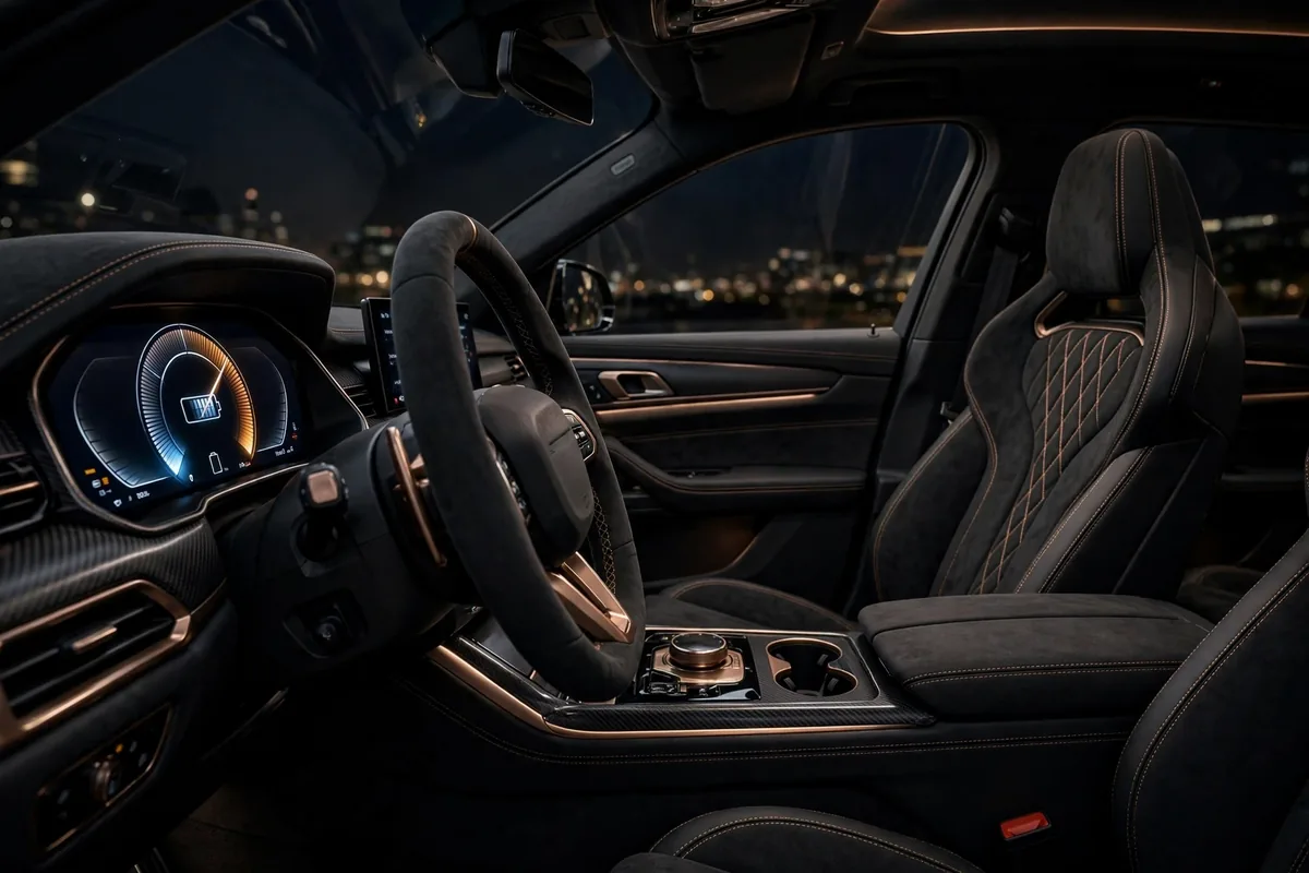 Interior del Terramar VZ e-Hybrid con detalles en cobre