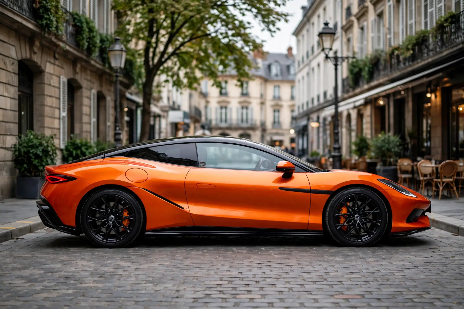 Denza Z Coupé, vista lateral en calle europea