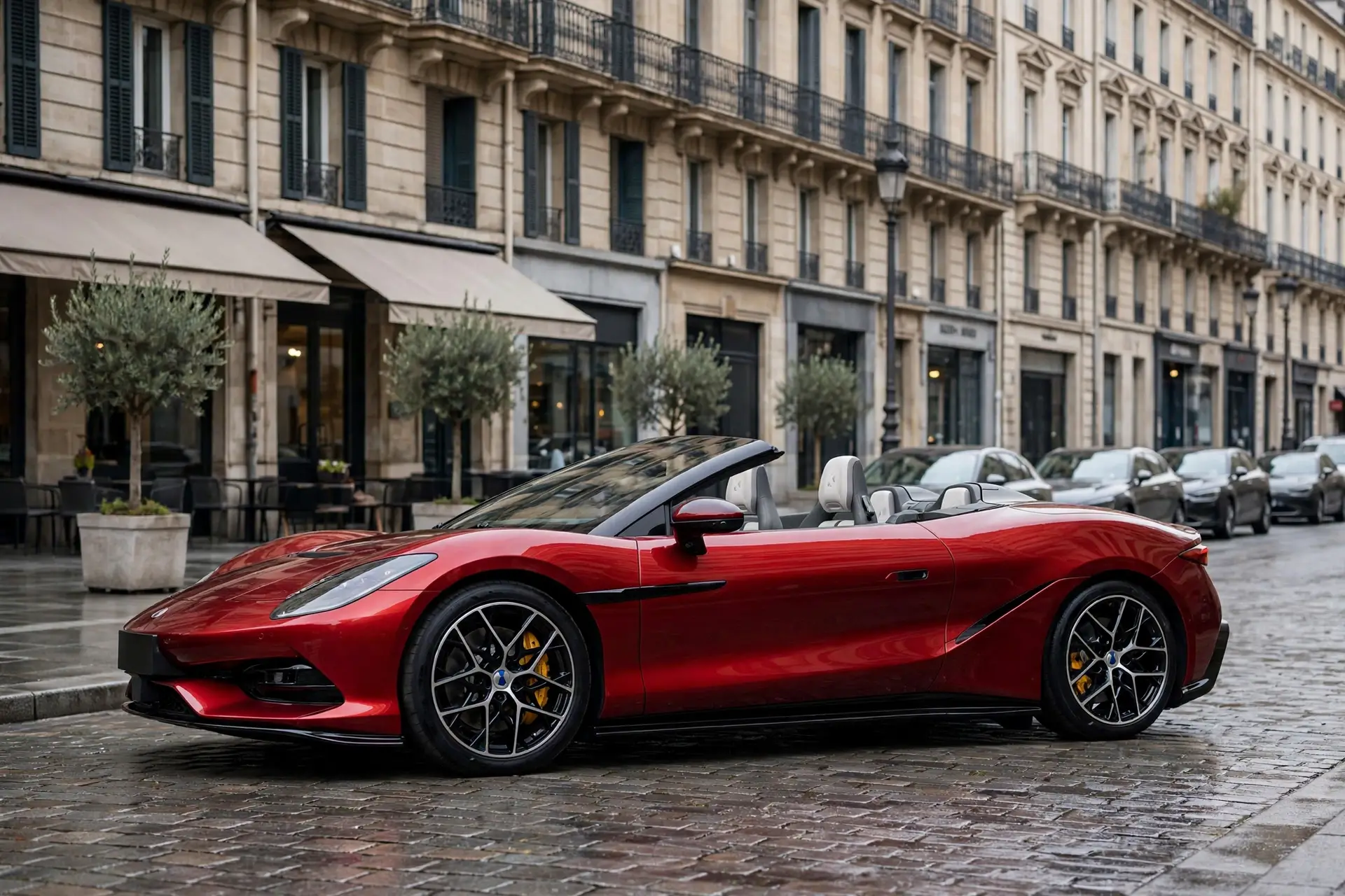 Denza Z Spider, vista lateral en calle europea