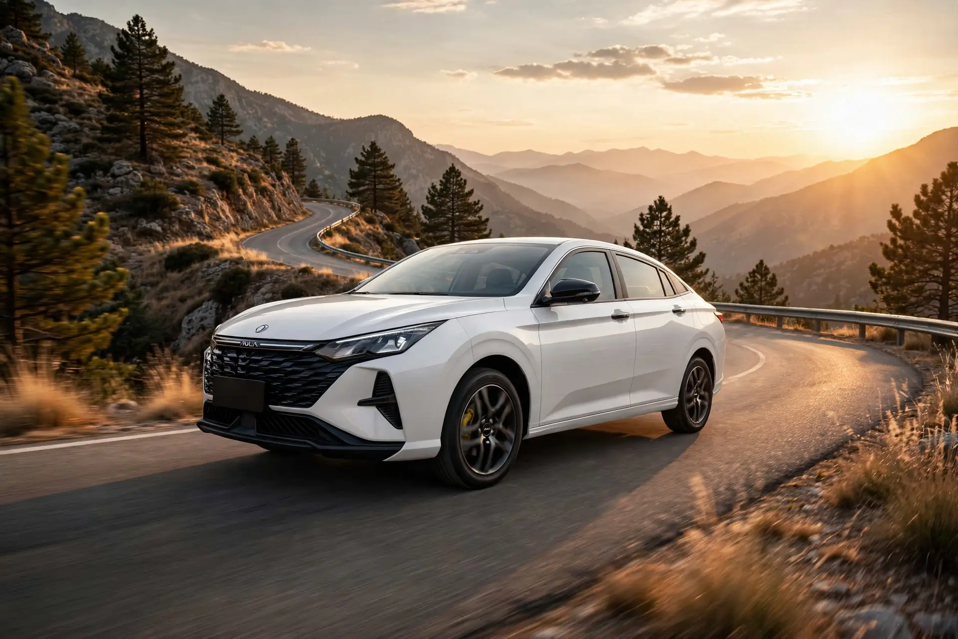 Dongfeng Aeolus Shine, tres cuartos delantero en carretera de montaña