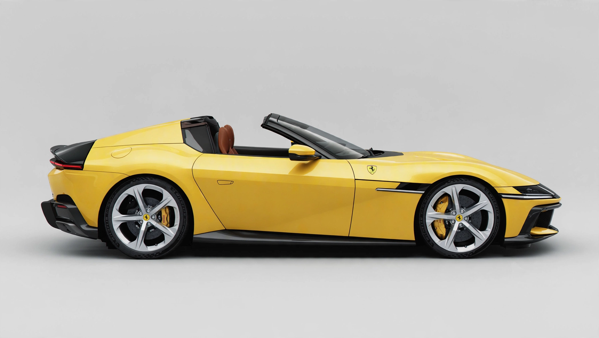 Ferrari 12Cilindri Spider, vista lateral con la capota bajada