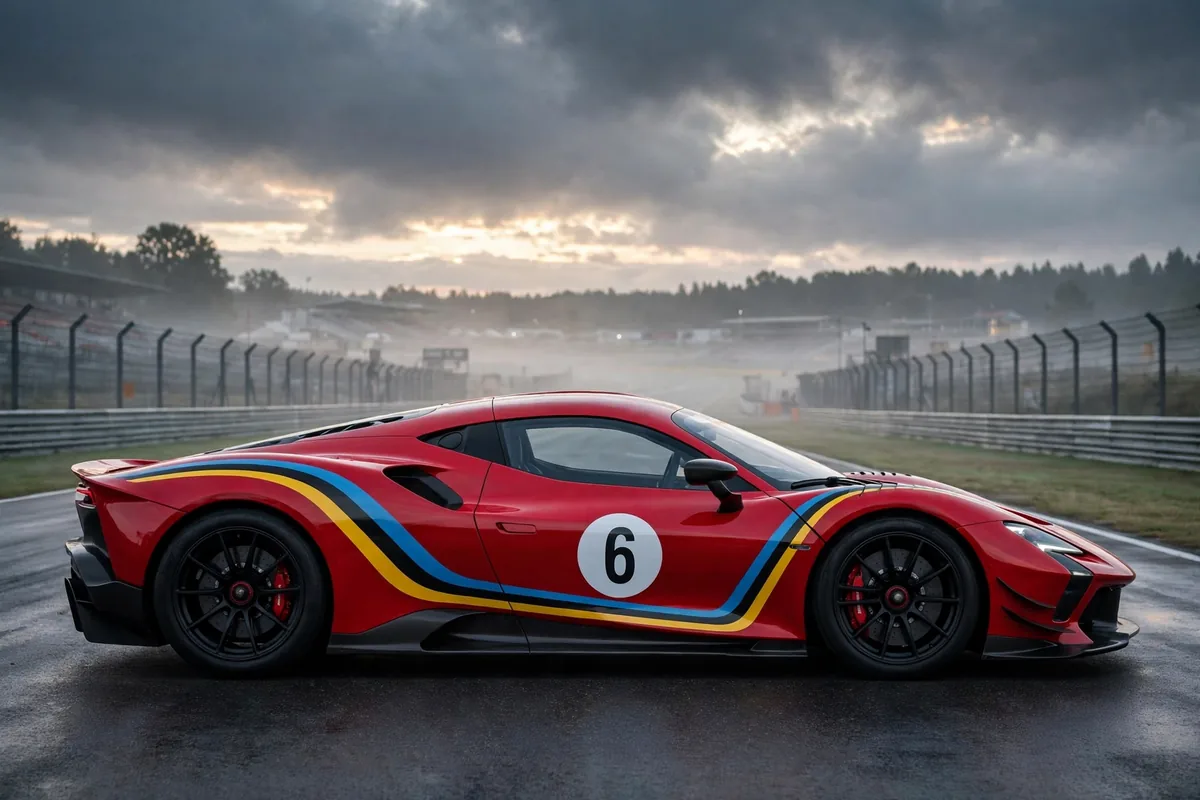 Ferrari 296 Speciale Piloti con librea de carreras en Le Mans