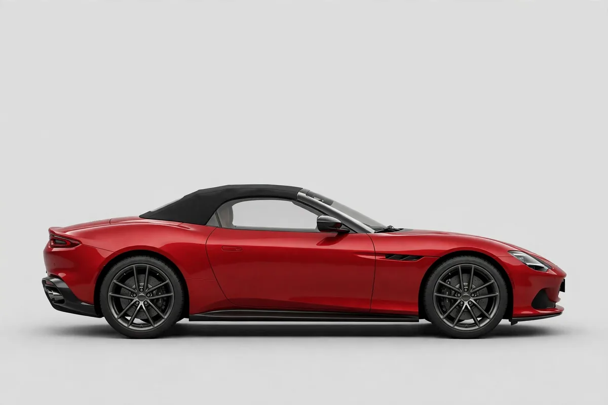 Ferrari Amalfi Spider, vista lateral con la capota de lona bajada