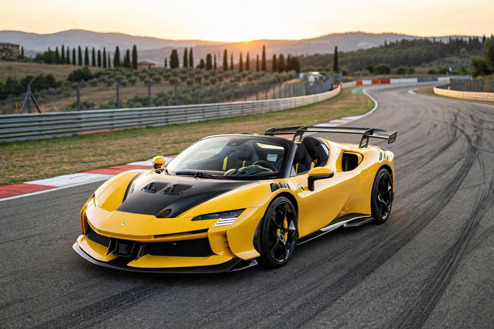 Ferrari SF90 XX Spider descapotado en el circuito de Fiorano