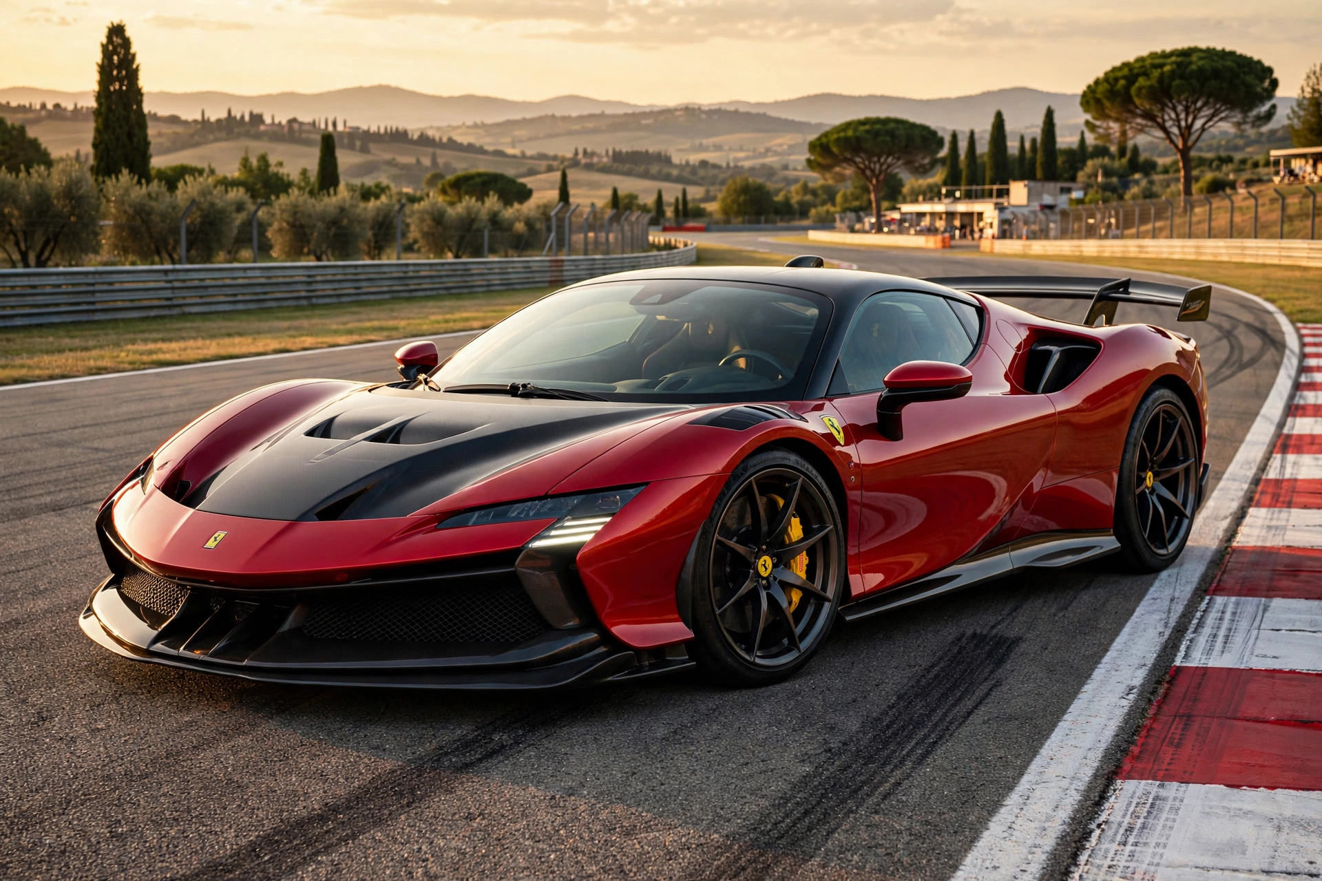 Ferrari SF90 XX Stradale con alerón trasero en el circuito de Fiorano