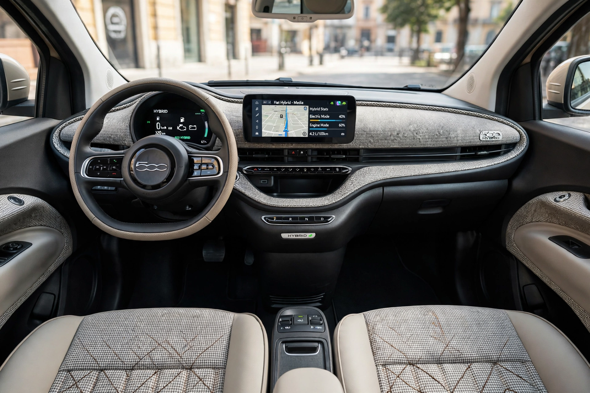 Interior oficial del Fiat 500 Hybrid