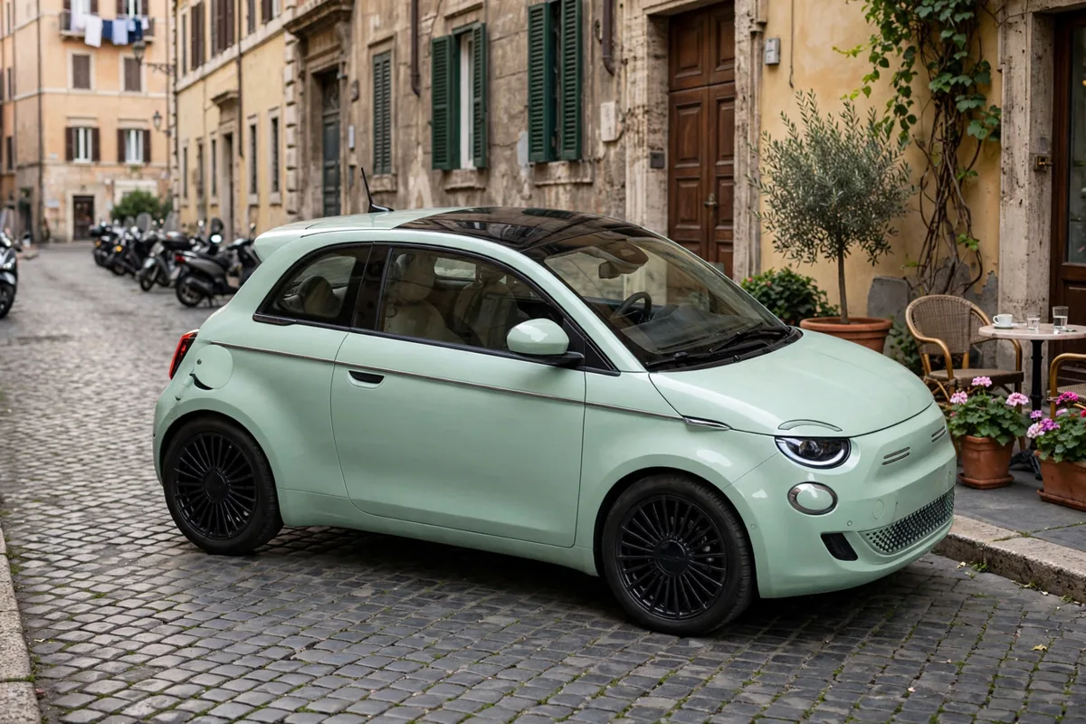 Fiat 500e 3+1 con la puerta trasera abierta