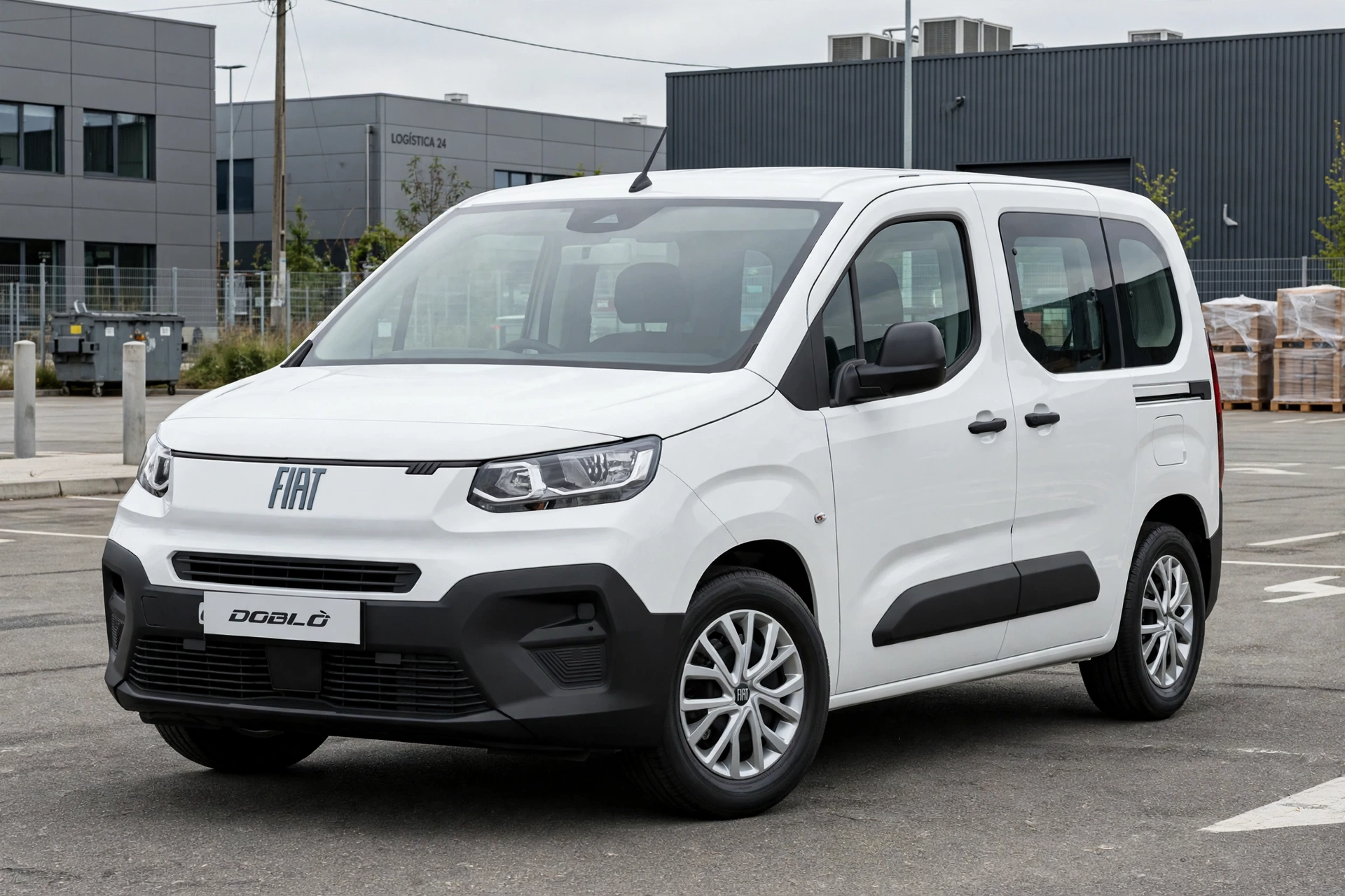Fiat Doblò blanco en zona industrial