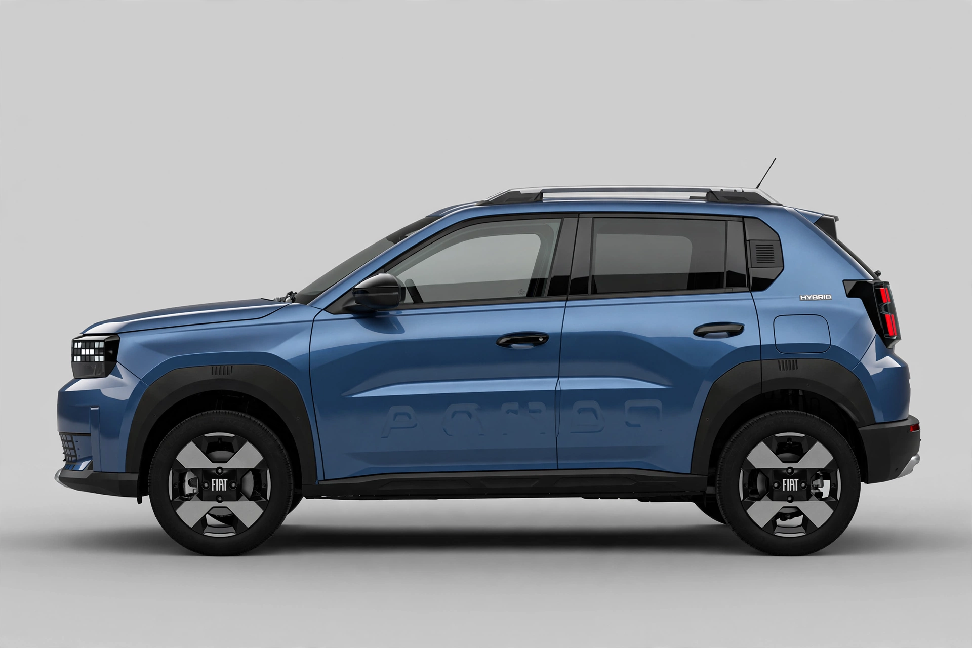 Fiat Grande Panda Hybrid azul lago, vista lateral