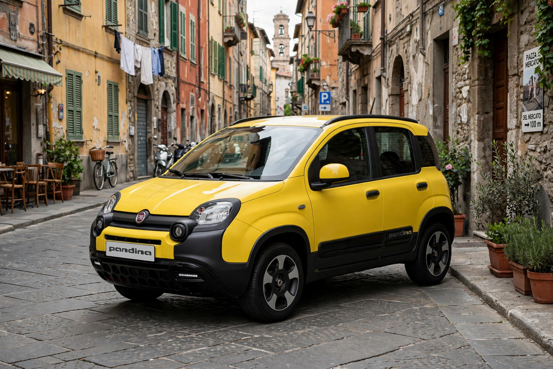 Fiat Pandina amarillo en calle italiana