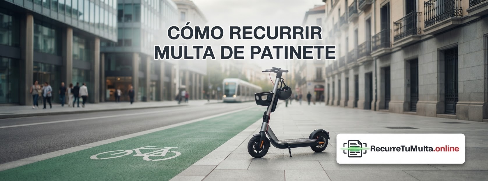\"Patinete eléctrico aparcado en un carril bici de ciudad\