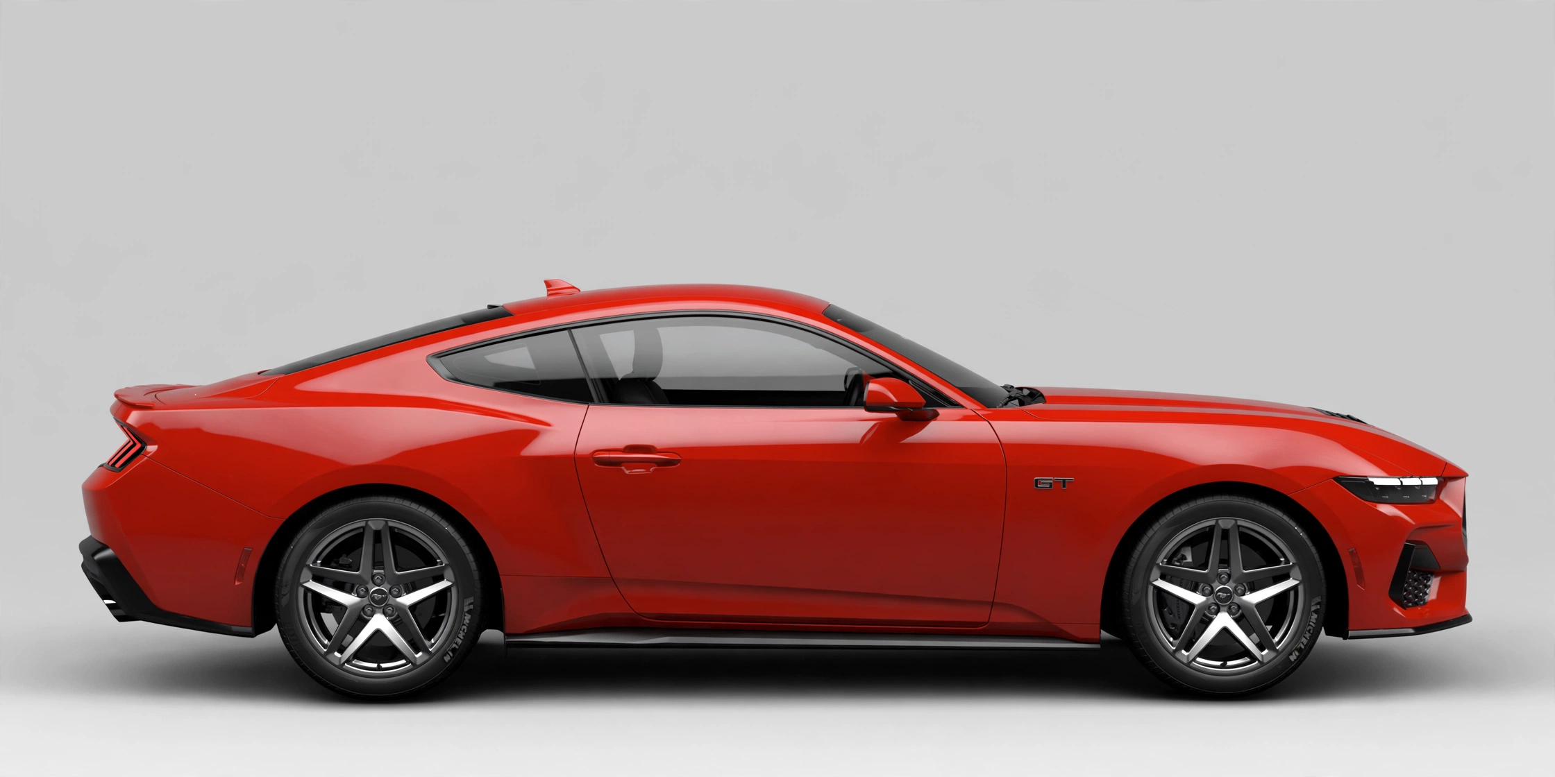 Ford Mustang GT Fastback rojo, vista lateral