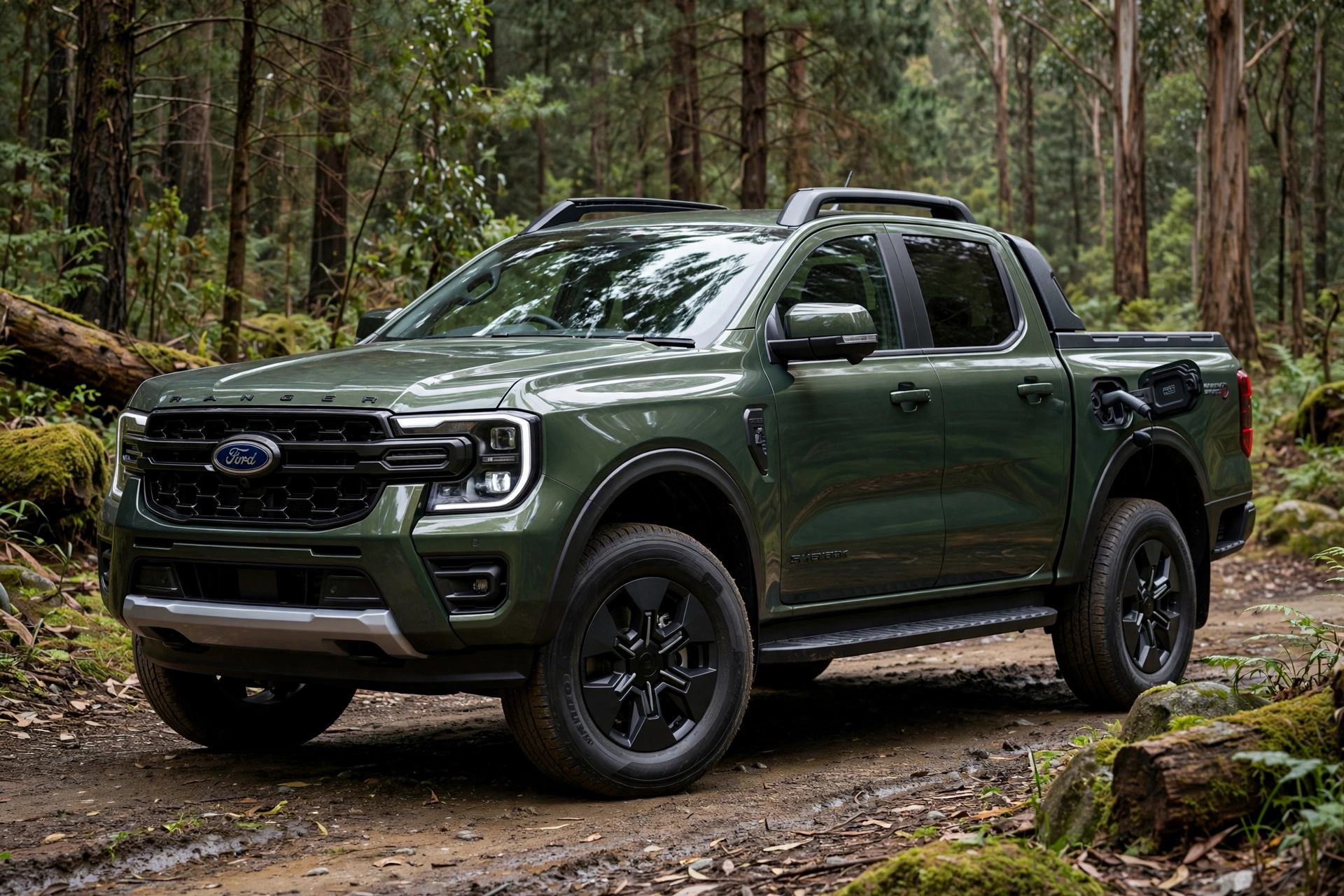 Ford Ranger PHEV híbrido enchufable, vista tres cuartos