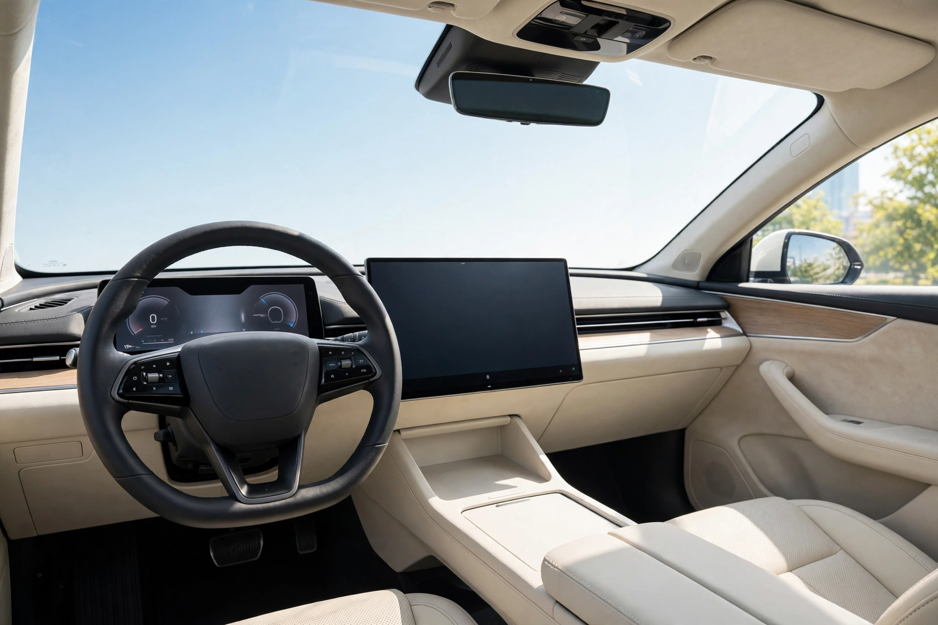 Interior del Geely E5 con pantalla táctil de 15,4 pulgadas