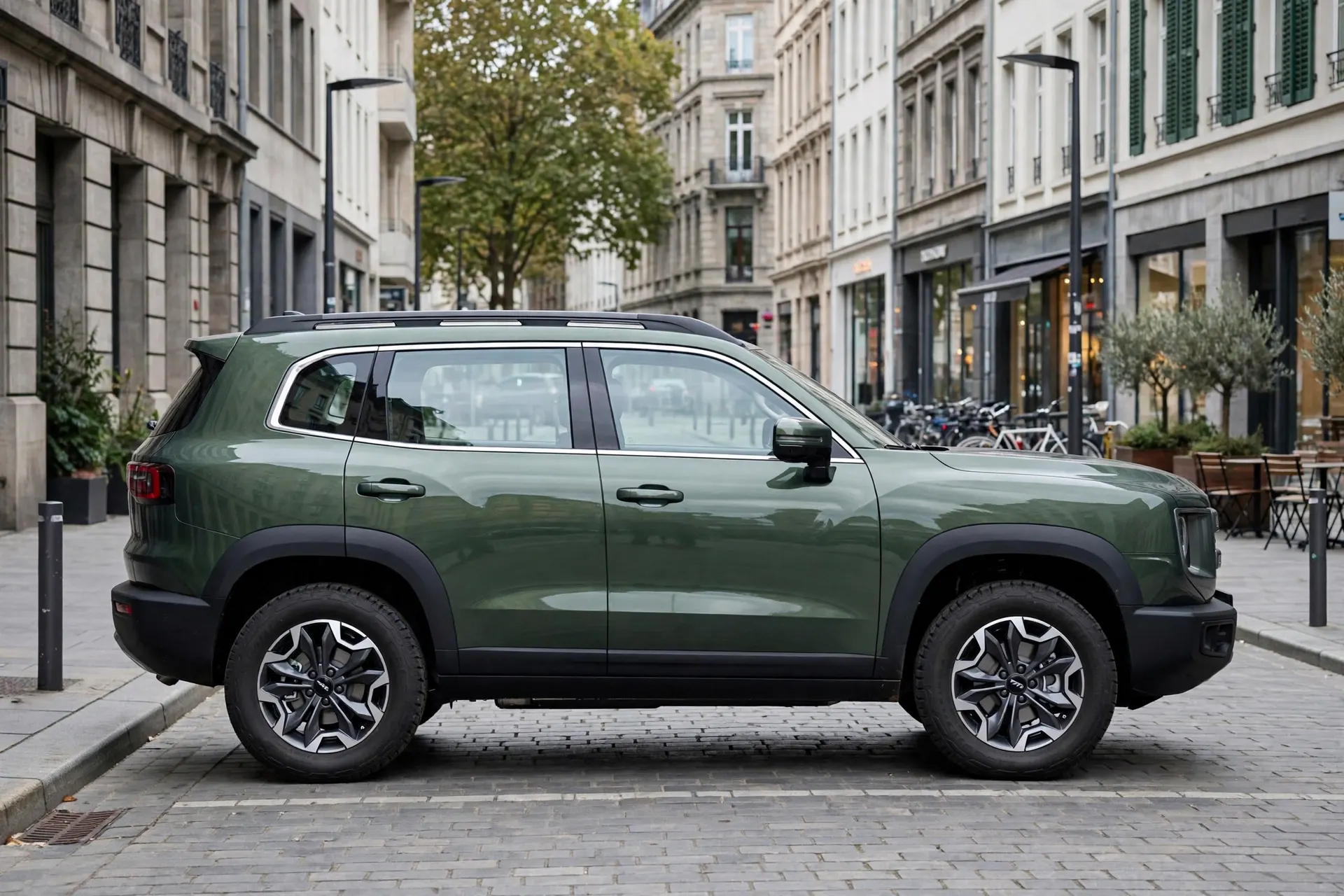 Haval Dargo, vista lateral con diseño cuadrado